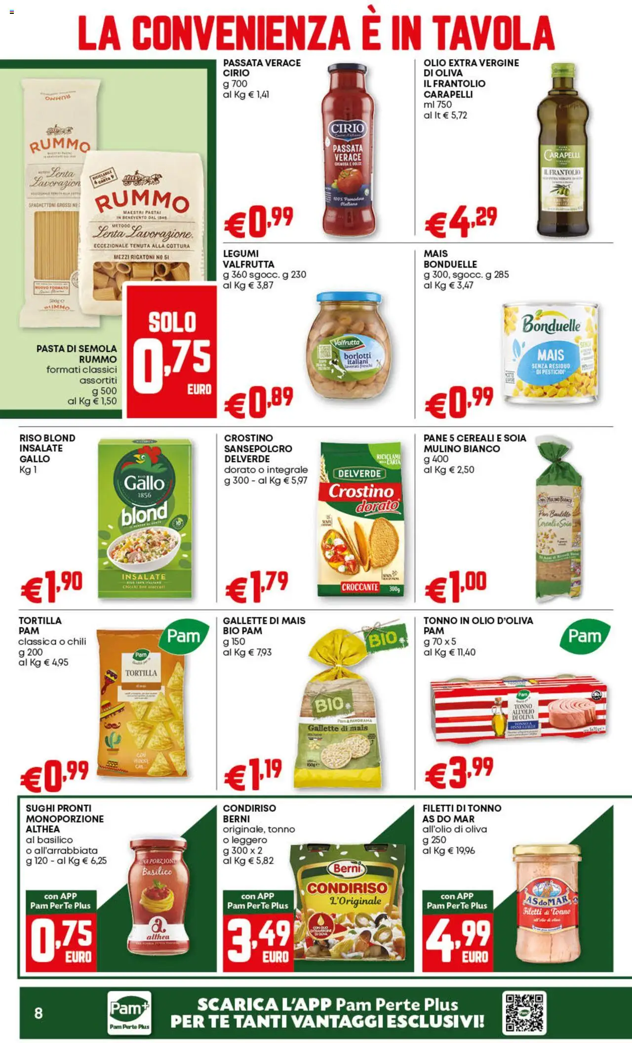 Volantino PAM del 07.08.2025 | Pagina: 8 | Prodotti: Legumi, Pasta, Gallette, Mais