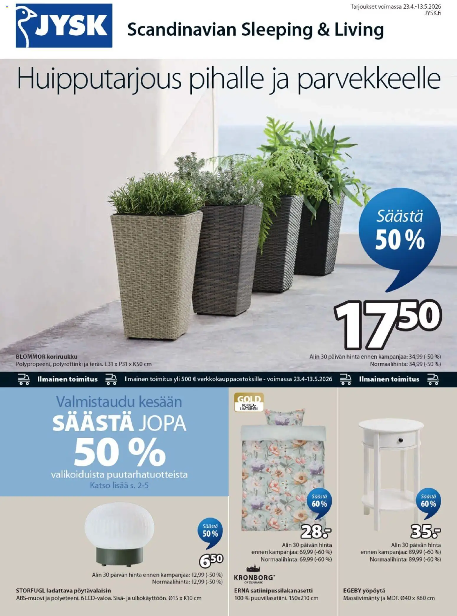 JYSK tarjoukset – voimassa 23.04.2026 alkaen | Sivu: 1 | Tuotteet: Yöpöytä, Pöytävalaisin