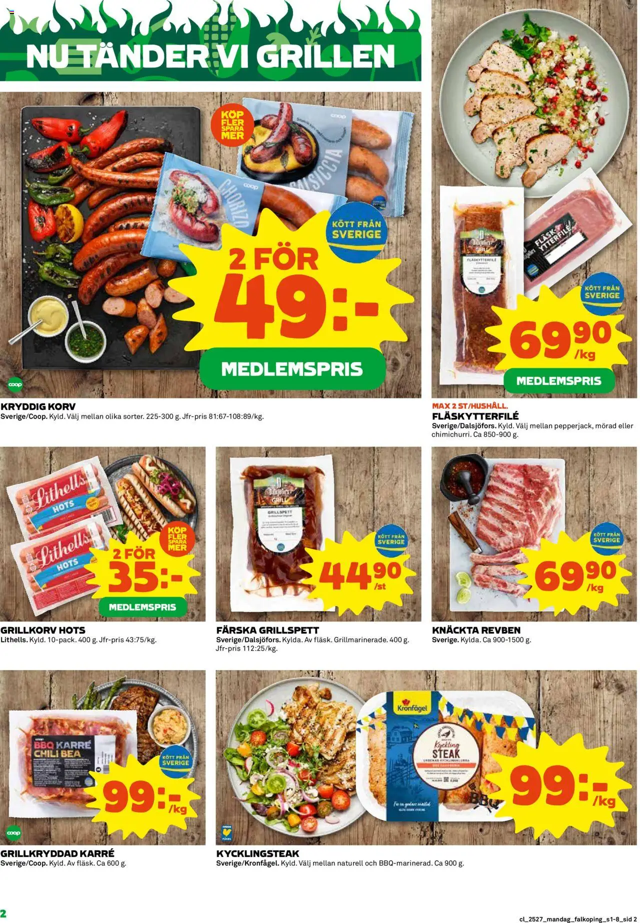 Coop reklamblad aktuell från 30.06.2025 | Sida: 2 | Produkter: Grill, Grillspett, Fläskytterfilé, Fläsk