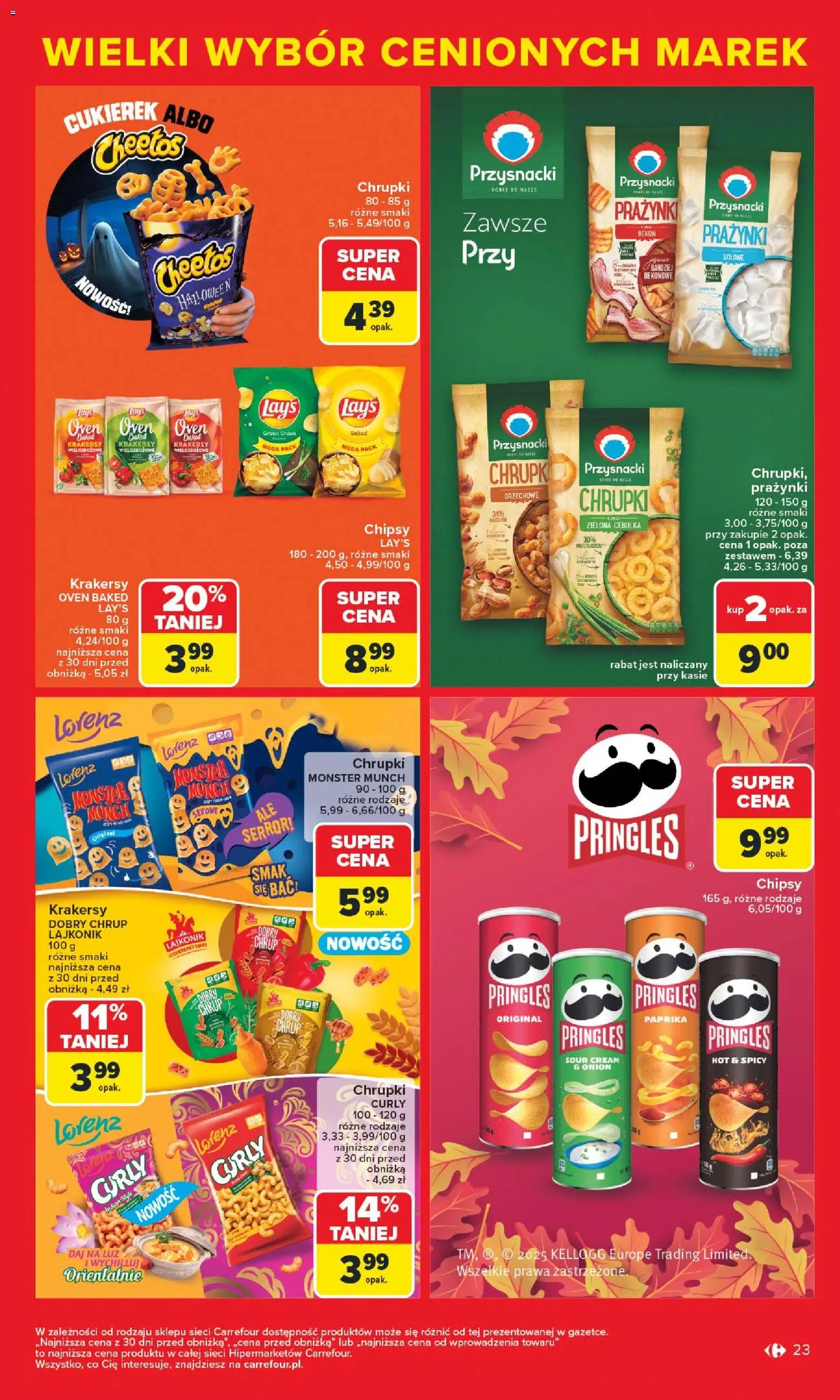 Carrefour Gazetka - Markowe atrakcje cenowe od 27.10.2025 | Strona: 25 | Produkty: Bekon, Lays, Krakersy, Pringles