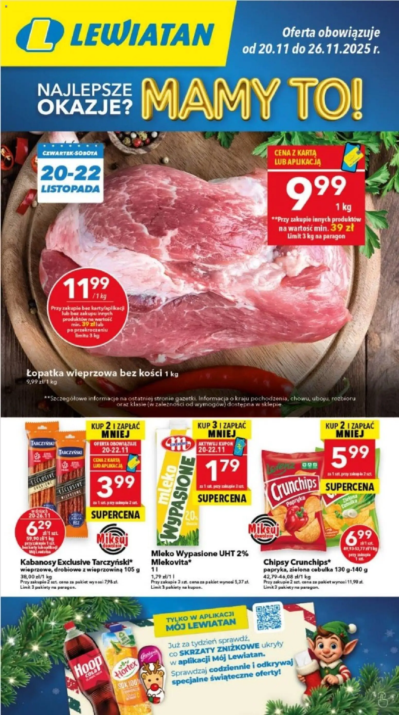 Lewiatan gazetka - Lublin od 20.11.2025 | Strona: 1 | Produkty: Karta, Chipsy, Papryka, Mleko