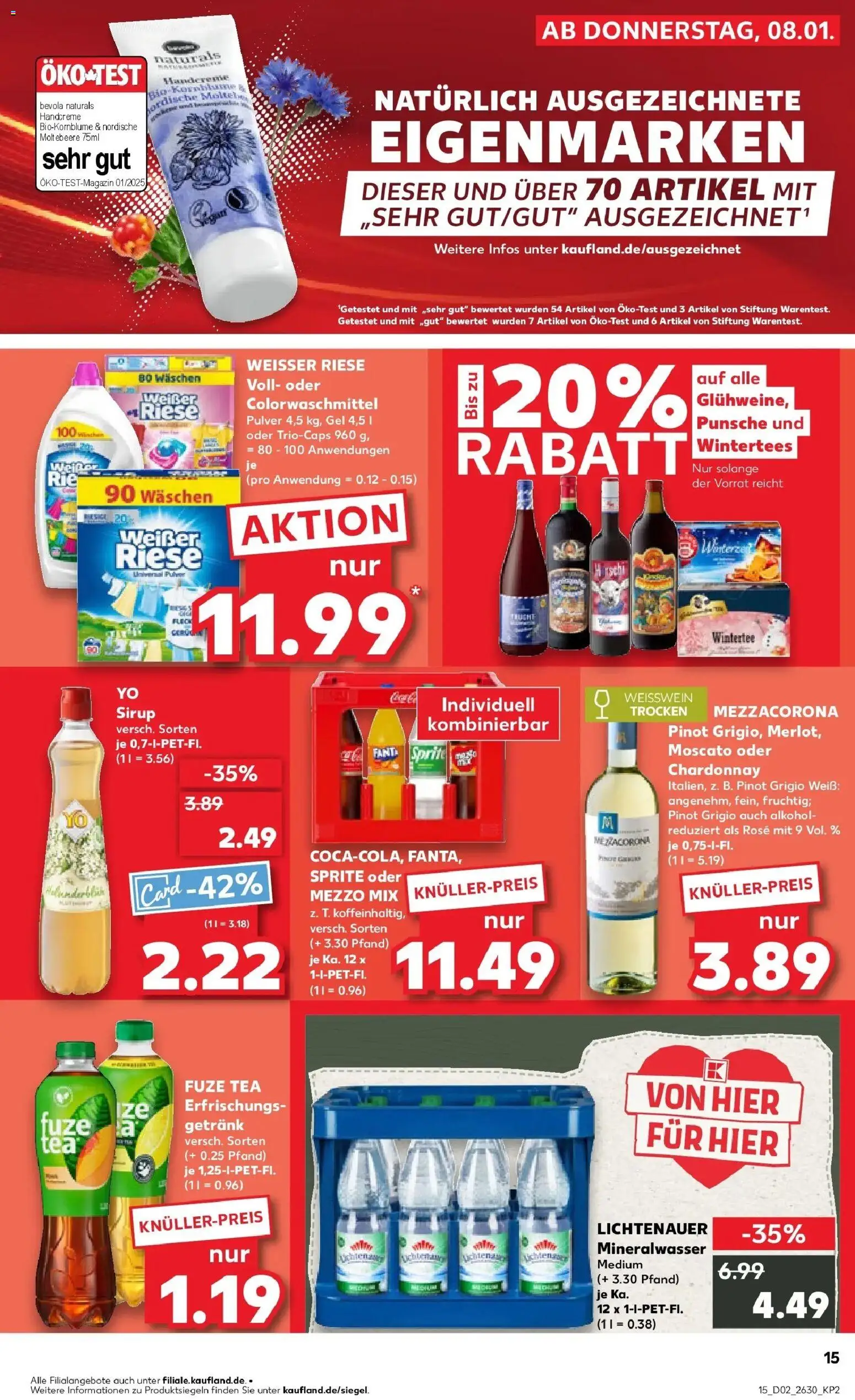 Kaufland prospekt Leipzig	 – gültig ab 11.01.2026 | Seite: 15 | Produkte: Fuze tea, Mezzo mix, Mineralwasser, Handcreme