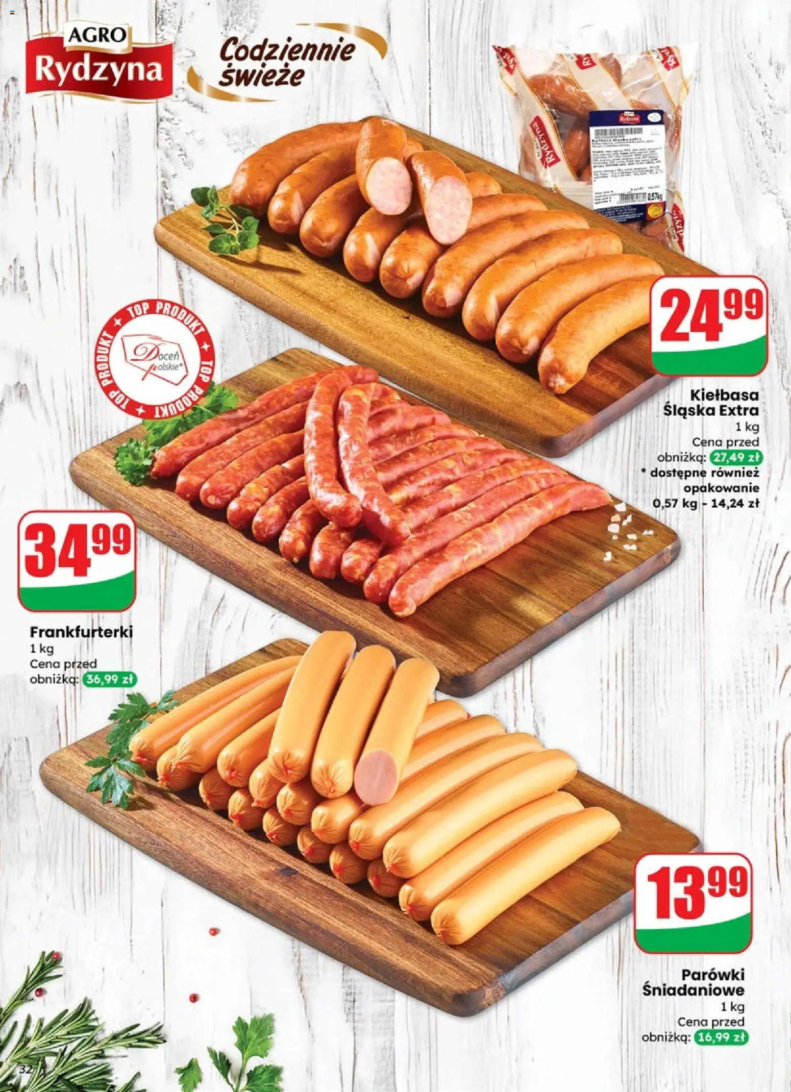Dino Gazetka od 29.10.2025 | Strona: 32 | Produkty: Kiełbasa, Top, Frankfurterki, Kiełbasa śląska