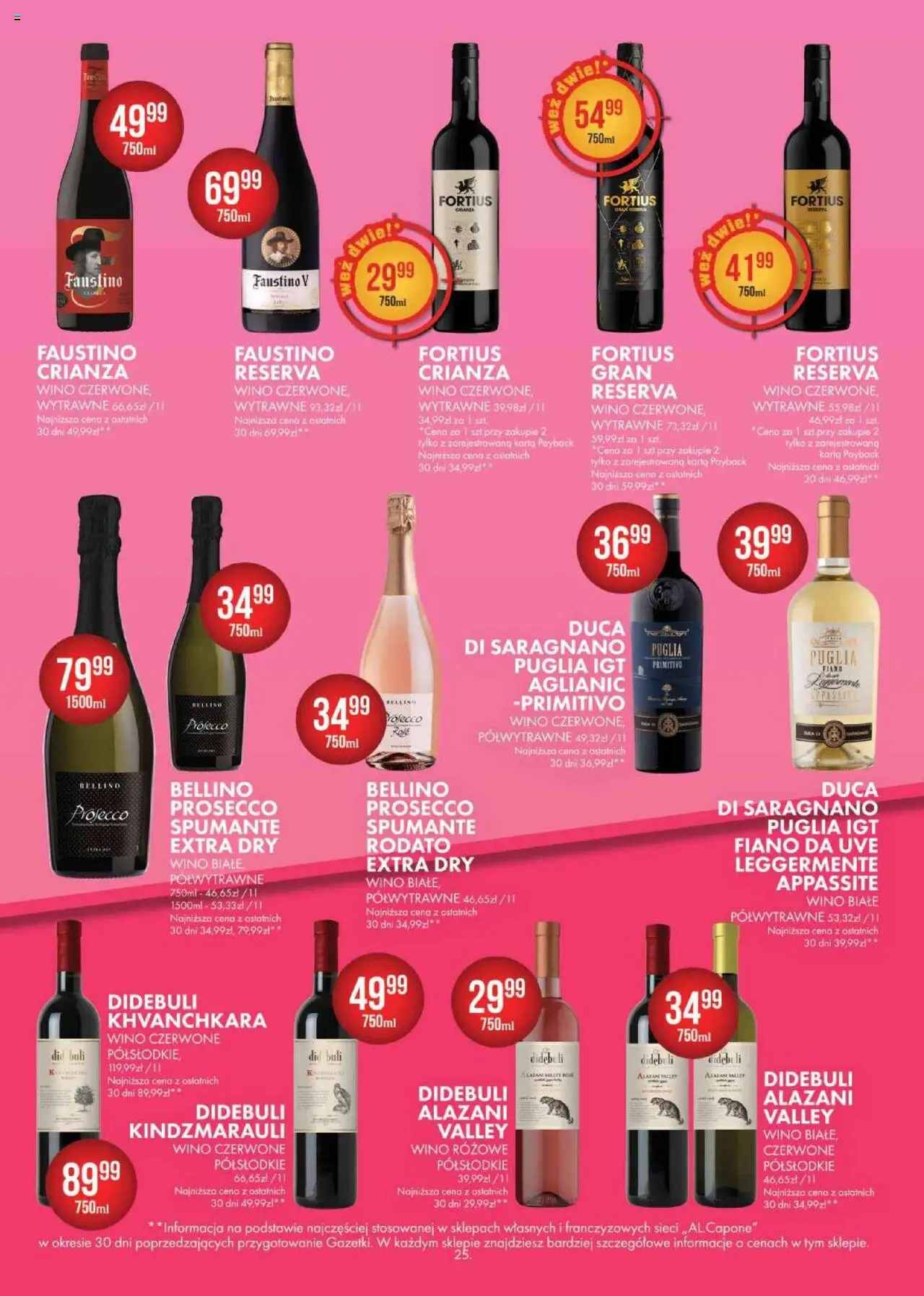 Al.Capone Gazetka od 09.06.2025 | Strona: 25 | Produkty: Karta, Alazani Valley, Wino, Prosecco
