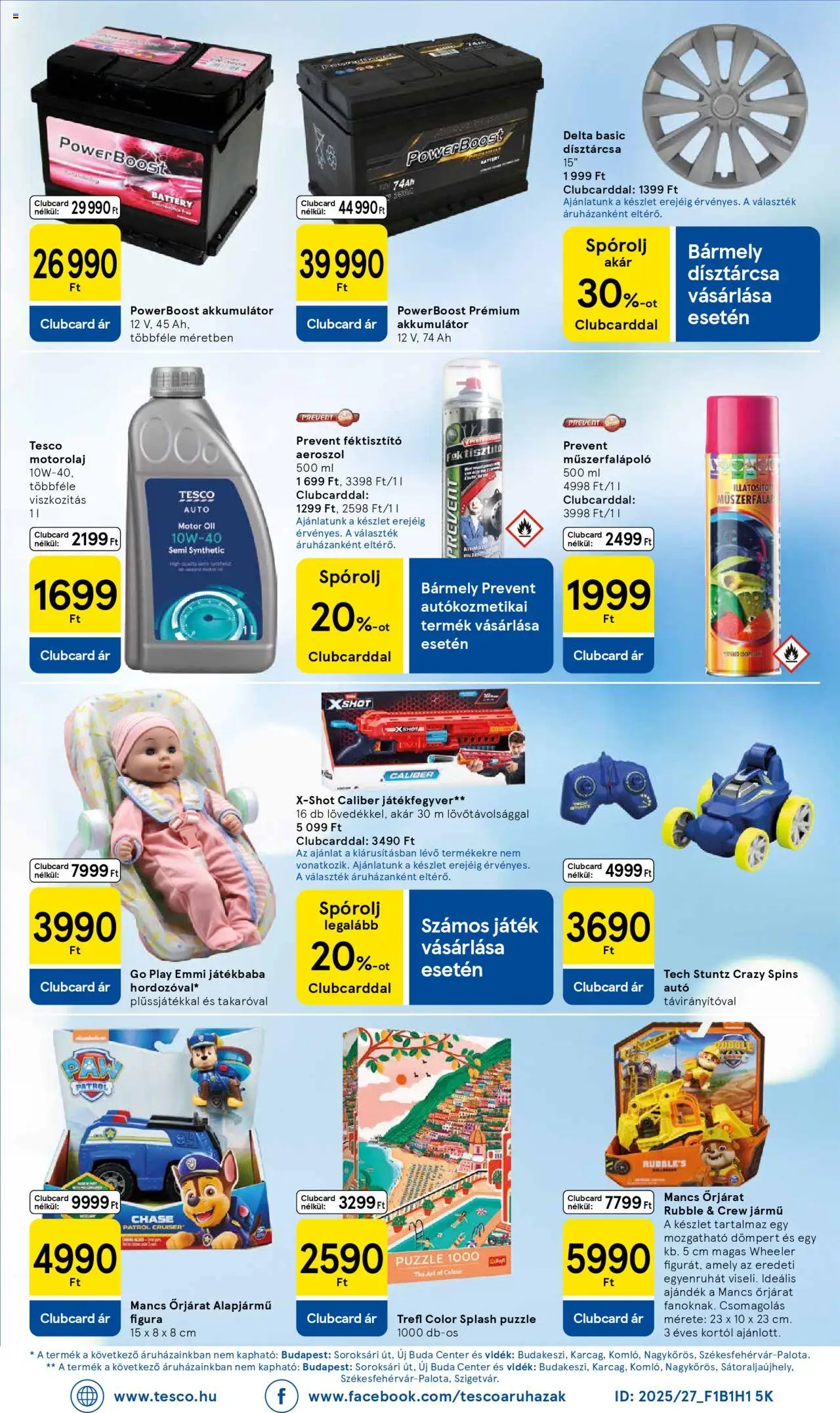 Tesco akciós ujság - amely érvényes a következő dátumtól: 28.08.2025 | Oldal: 32 | Termékek: Puzzle, Játék, Akkumulátor, Motorolaj