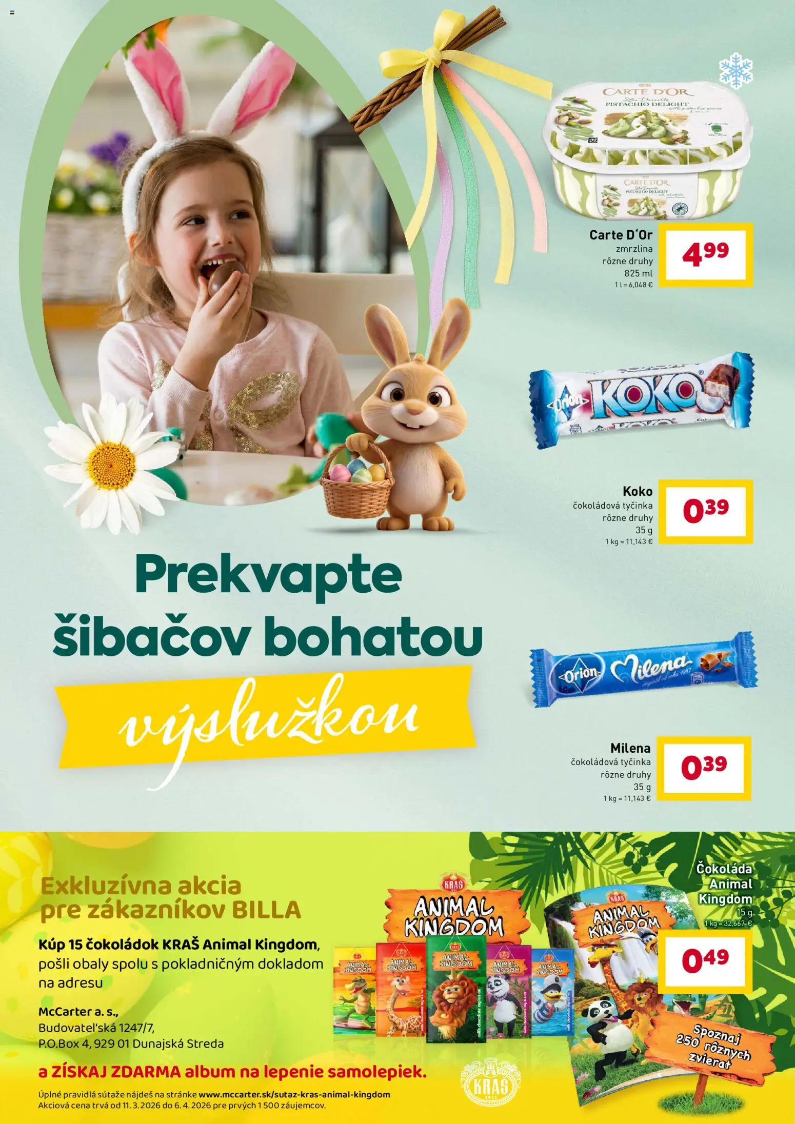 Nové Billa akcie – leták je platný od 11.03.2026 | Strana: 20 | Produkty: Zmrzlina, Čokoláda