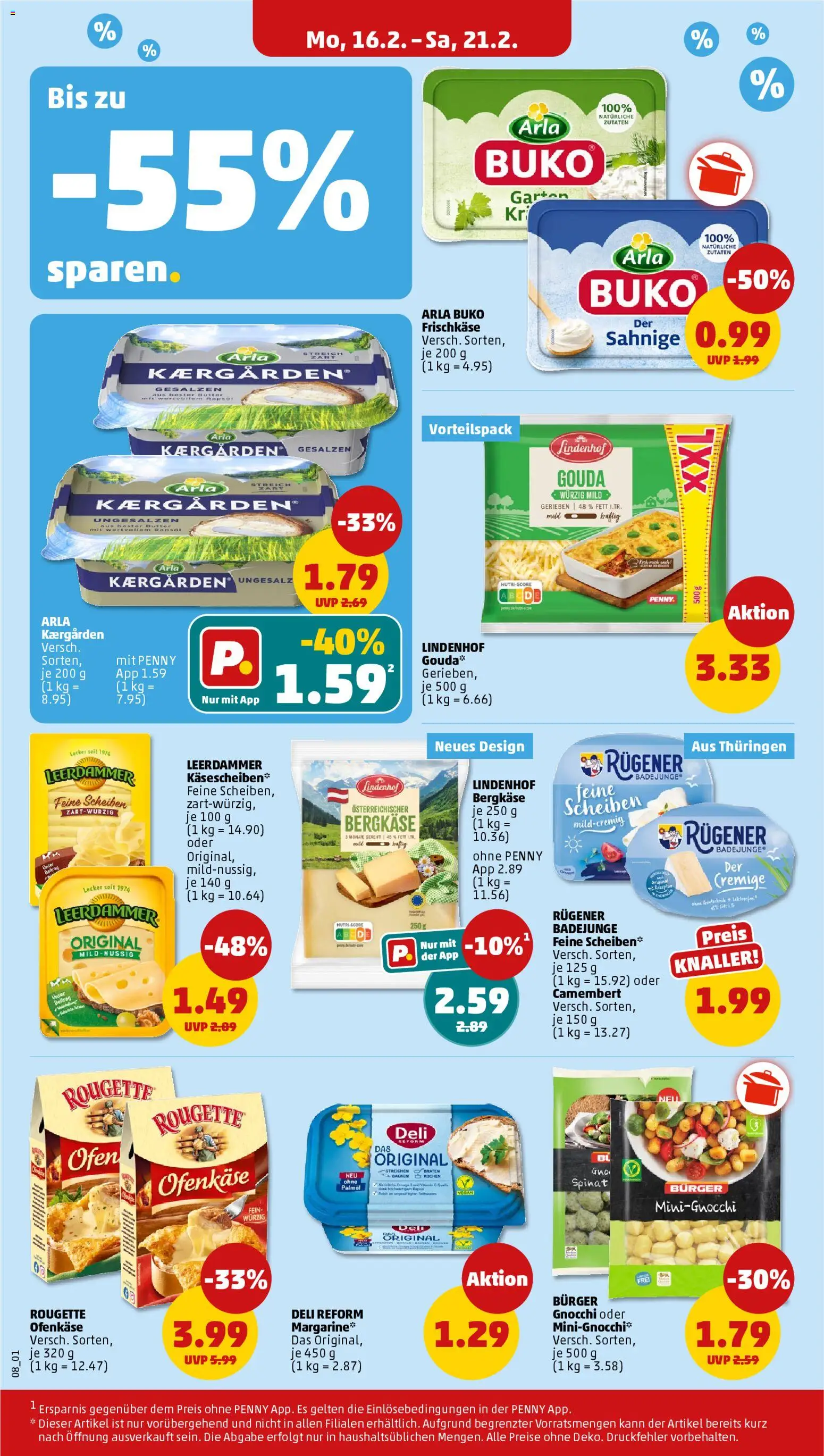 Penny Prospekt 	 – gültig ab 16.02.2026 | Seite: 10 | Produkte: Gouda, Burger, Leerdammer, Deli reform