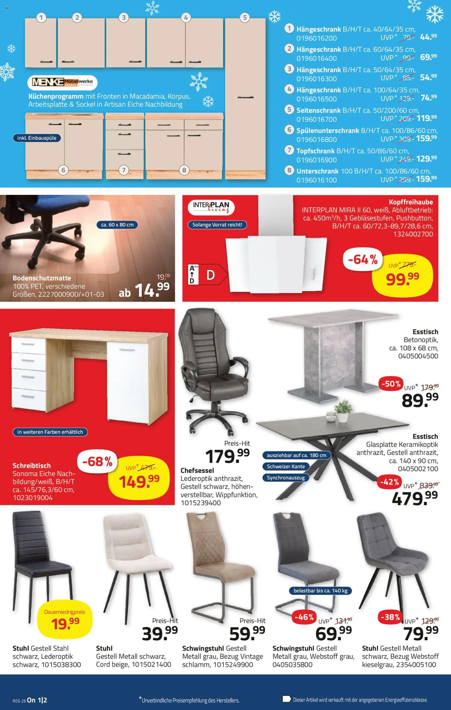 Roller Prospekt 	 – gültig ab 11.01.2026 | Seite: 14 | Produkte: Esstisch, Stuhl, Unterschrank, Chefsessel