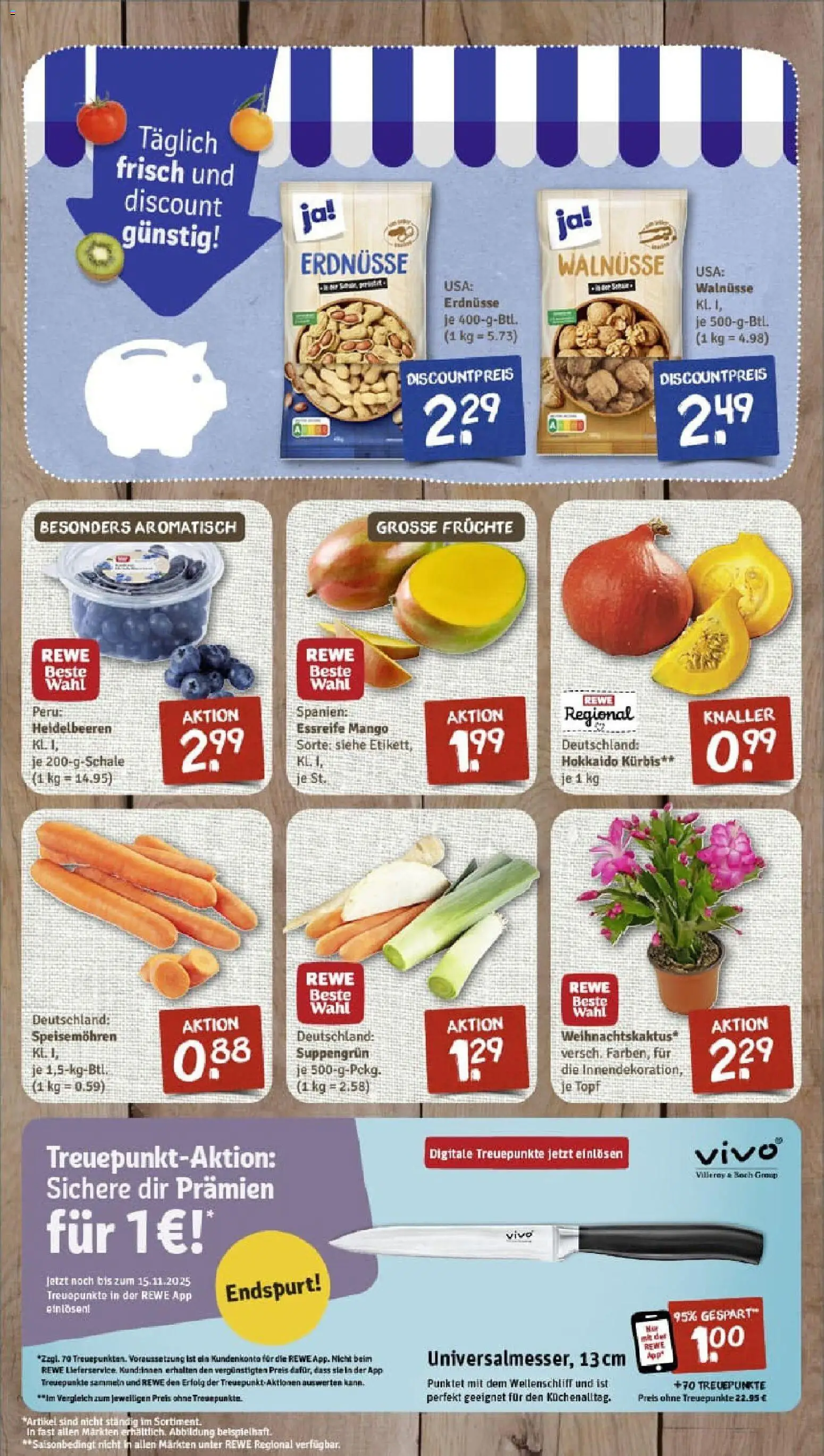Rewe prospekt Waldmünchen	 – gültig ab 26.10.2025 | Seite: 3 | Produkte: Erdnüsse, Walnüsse, Heidelbeeren, Kürbis