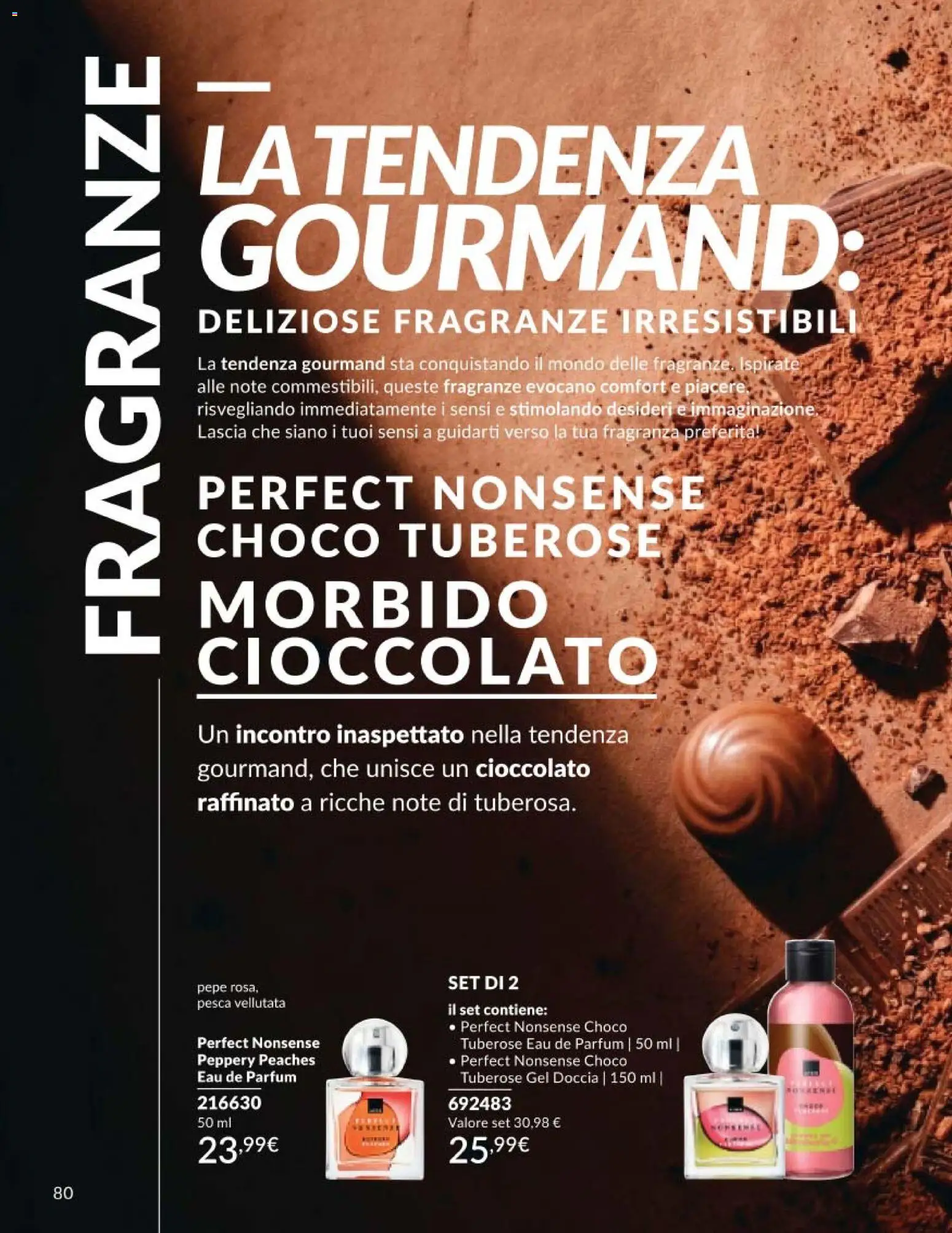 Volantino Avon del 01.05.2026 | Pagina: 80 | Prodotti: Cioccolato, Pepe, Pesca, Doccia