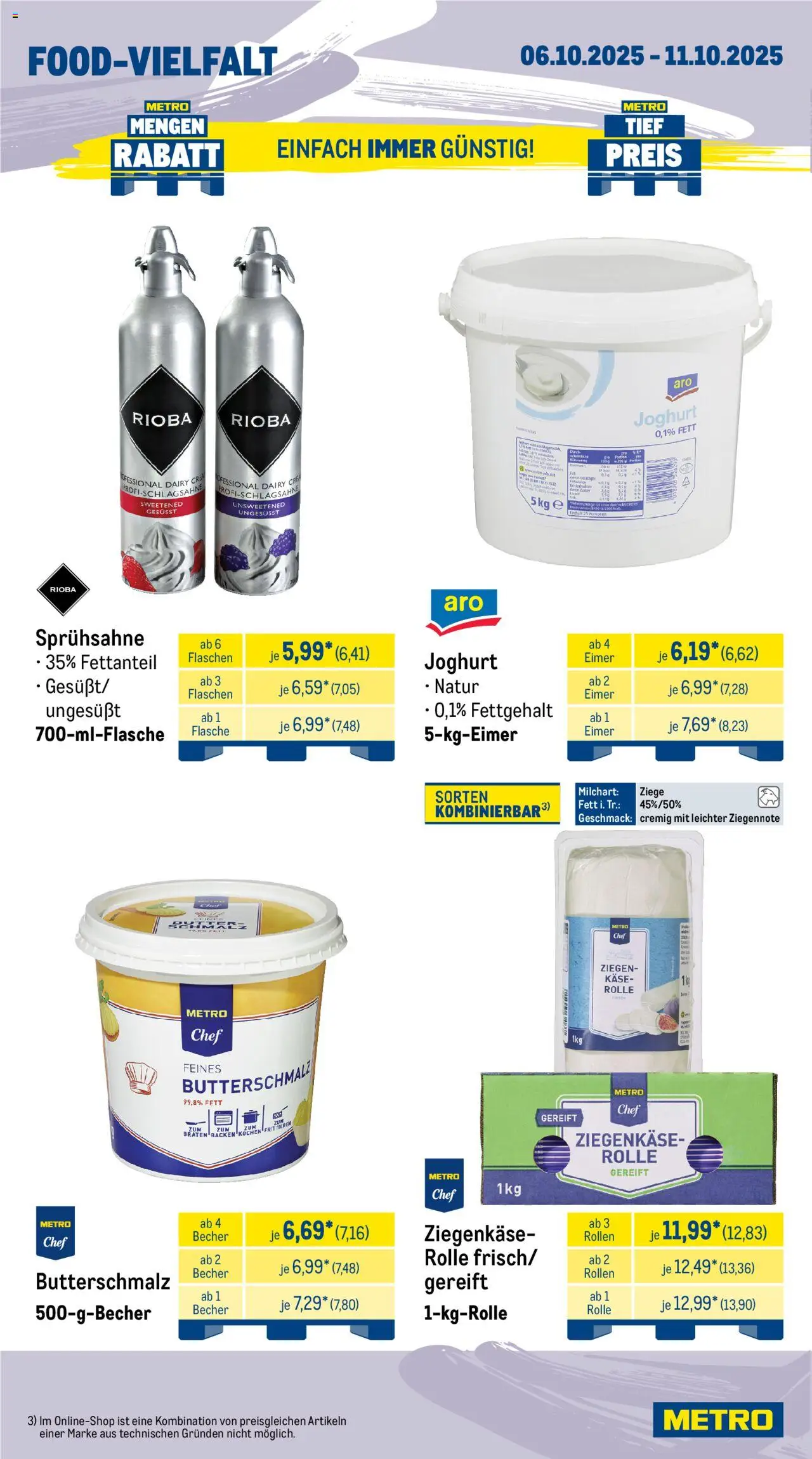 Metro  Wochen-Angebote Gastro – gültig ab 06.10.2025 | Seite: 10 | Produkte: Butterschmalz, Käse, Joghurt, Ziegenkäse