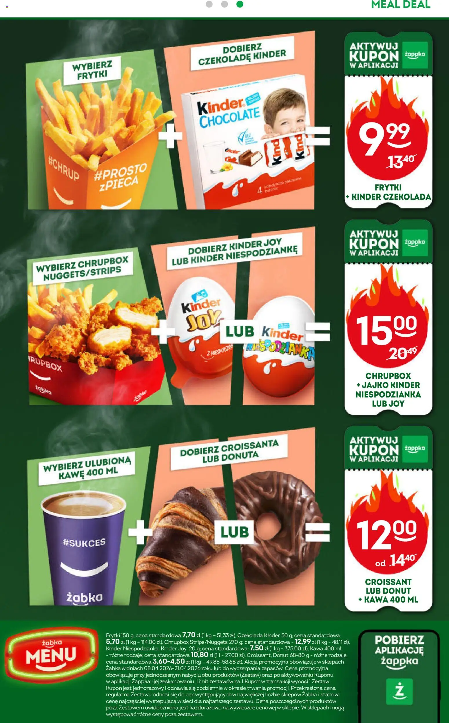 Żabka gazetka od 08.04.2026 | Strona: 52 | Produkty: Kinder Joy, Donut, Kawa, Czekolada