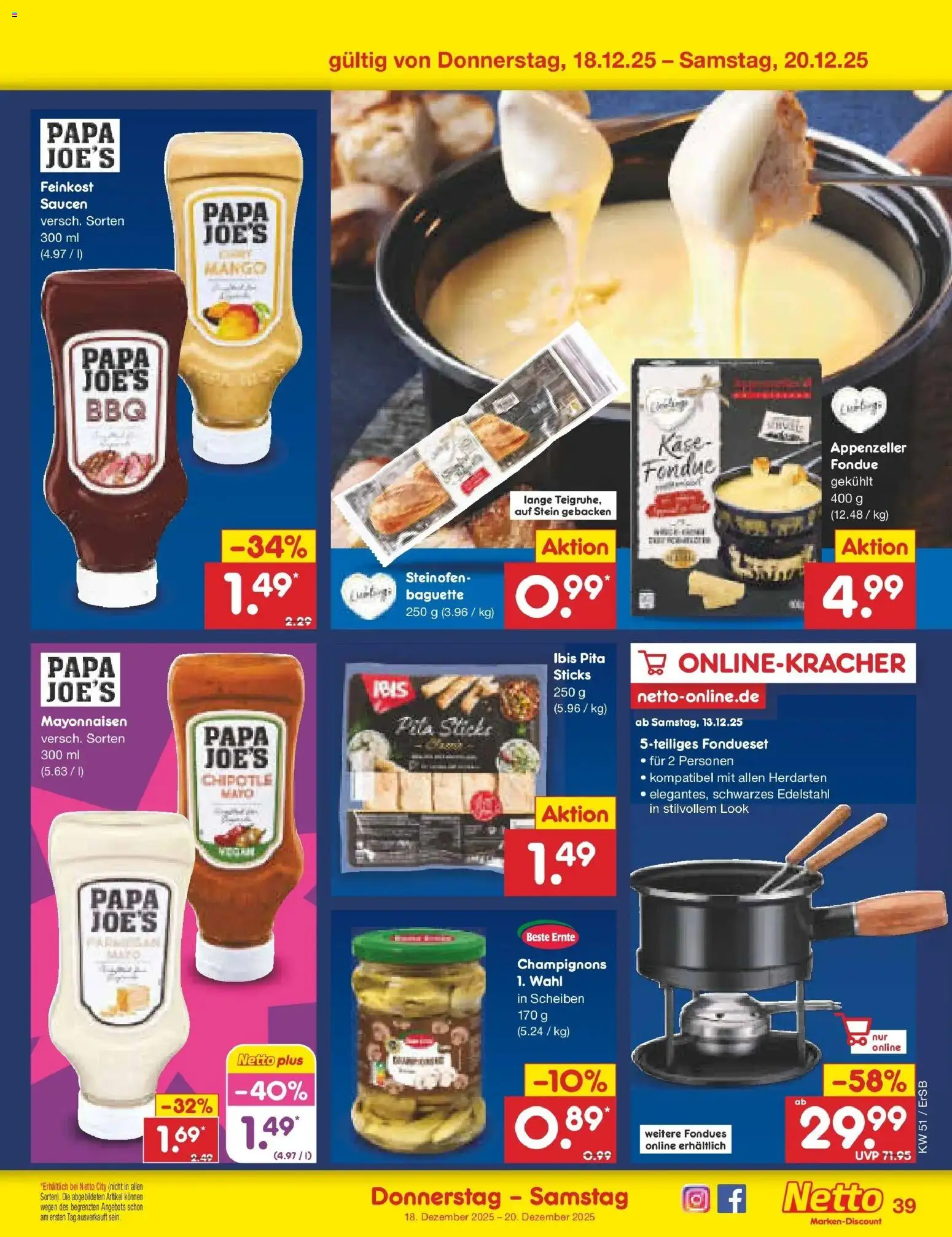 Netto Marken-Discount prospekt Nordhausen	 – gültig ab 15.12.2025 | Seite: 51 | Produkte: Käse, Champignons, Mango, Fondue