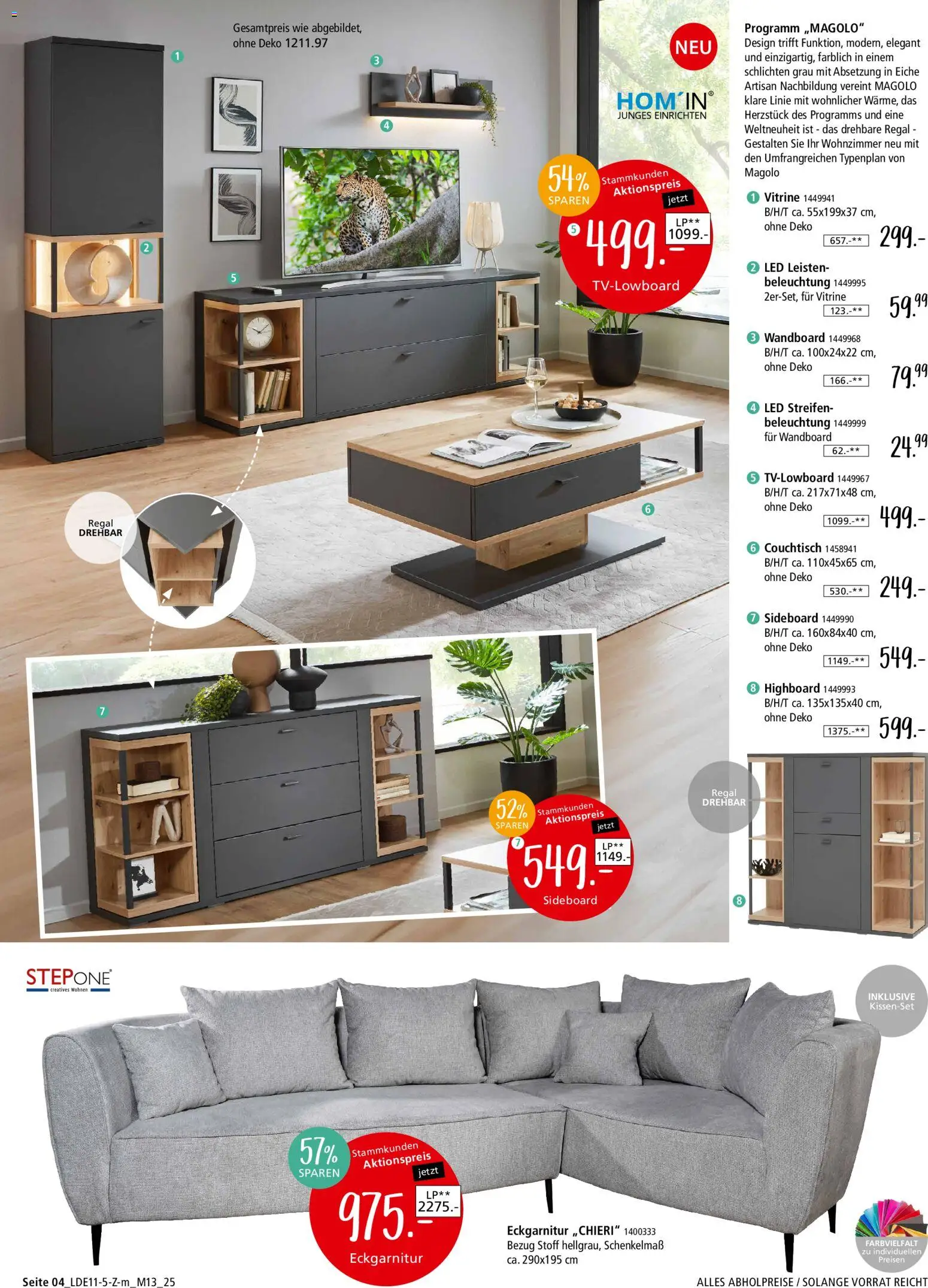 Zurbrüggen Z2-Junges Wohnen – gültig ab 08.11.2025 | Seite: 4 | Produkte: Sideboard, Wandboard, Vitrine, Couchtisch