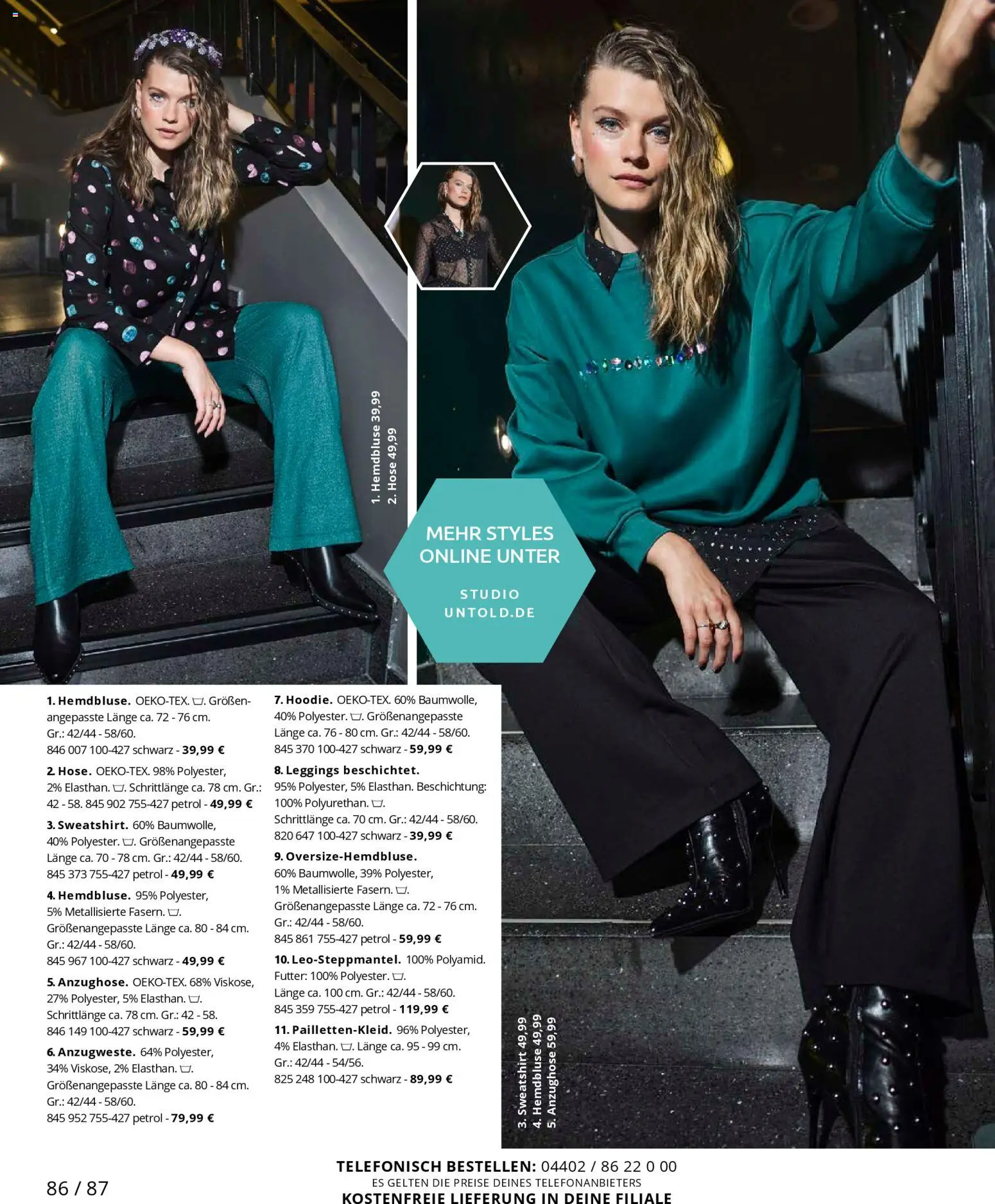Ulla Popken Prospekt 	 – gültig ab 01.11.2025 | Seite: 86 | Produkte: Hemdbluse, Sweatshirt, Anzughose, Leggings