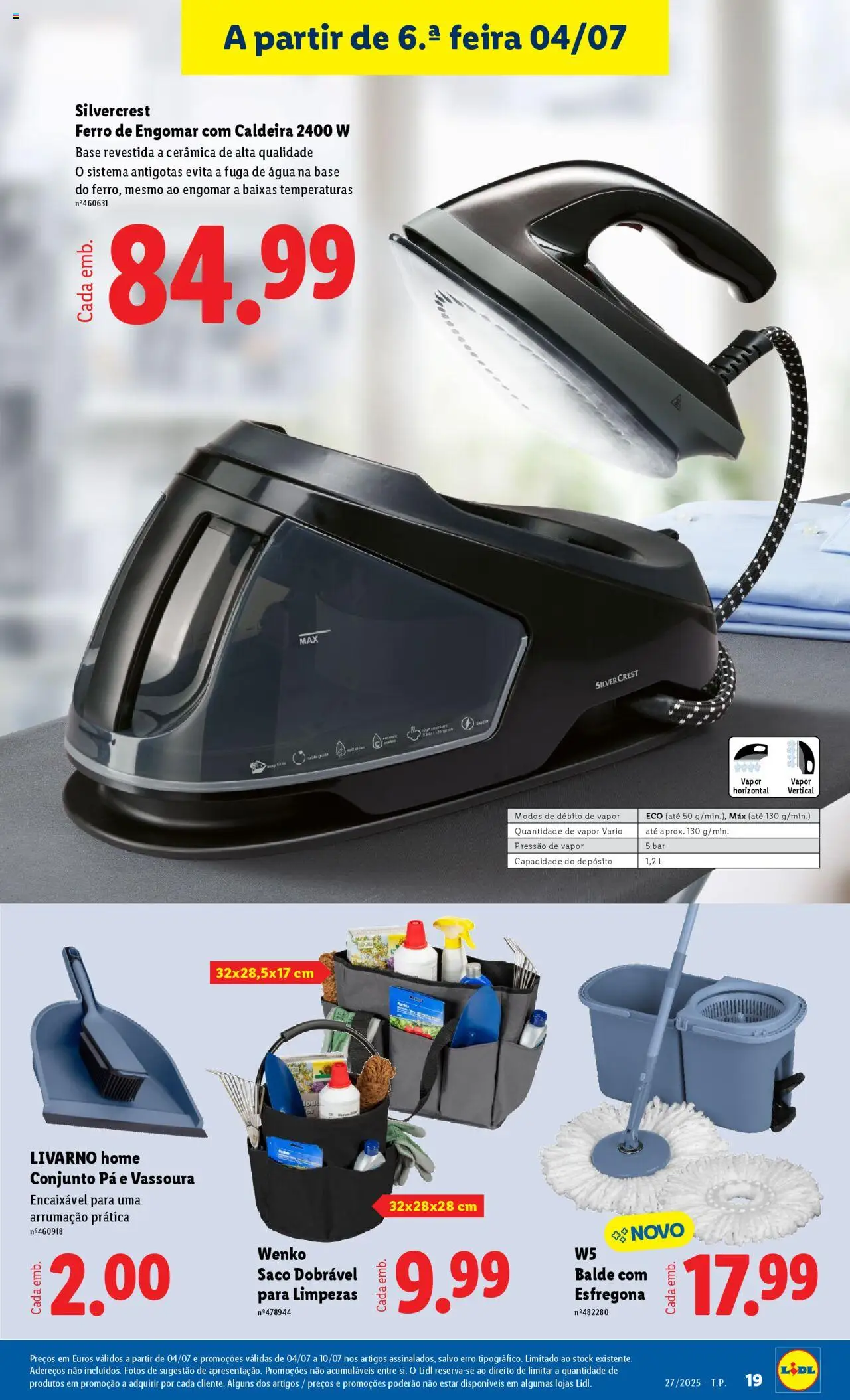 Lidl Novidades │ válido de 30.06.2025 | Página: 19 | Produtos: Balde, Base, Pá, Vassoura