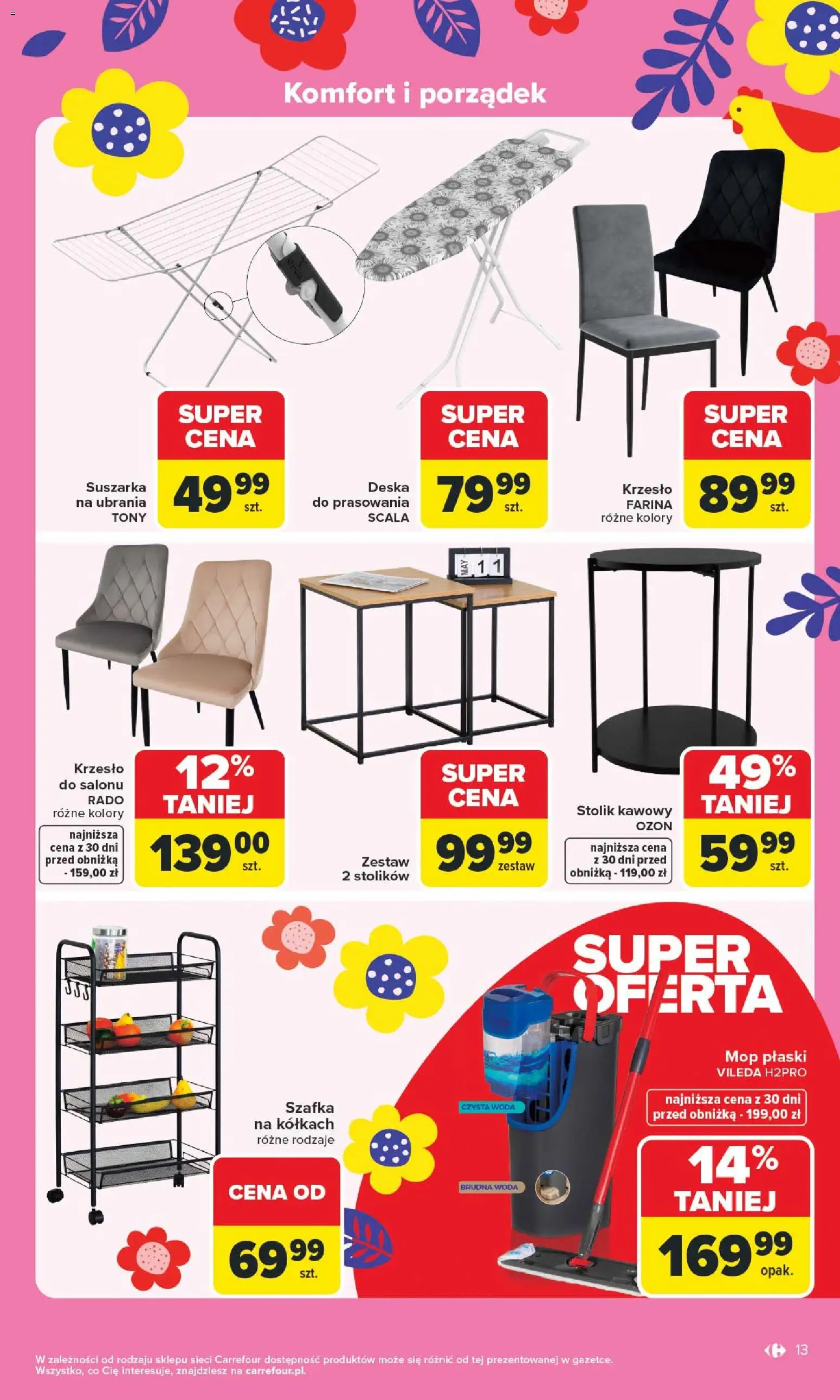 Carrefour gazetka - Łap Wielkanocne okazje od 16.03.2026 | Strona: 13 | Produkty: Ubrania, Suszarka, Stolik kawowy, Vileda