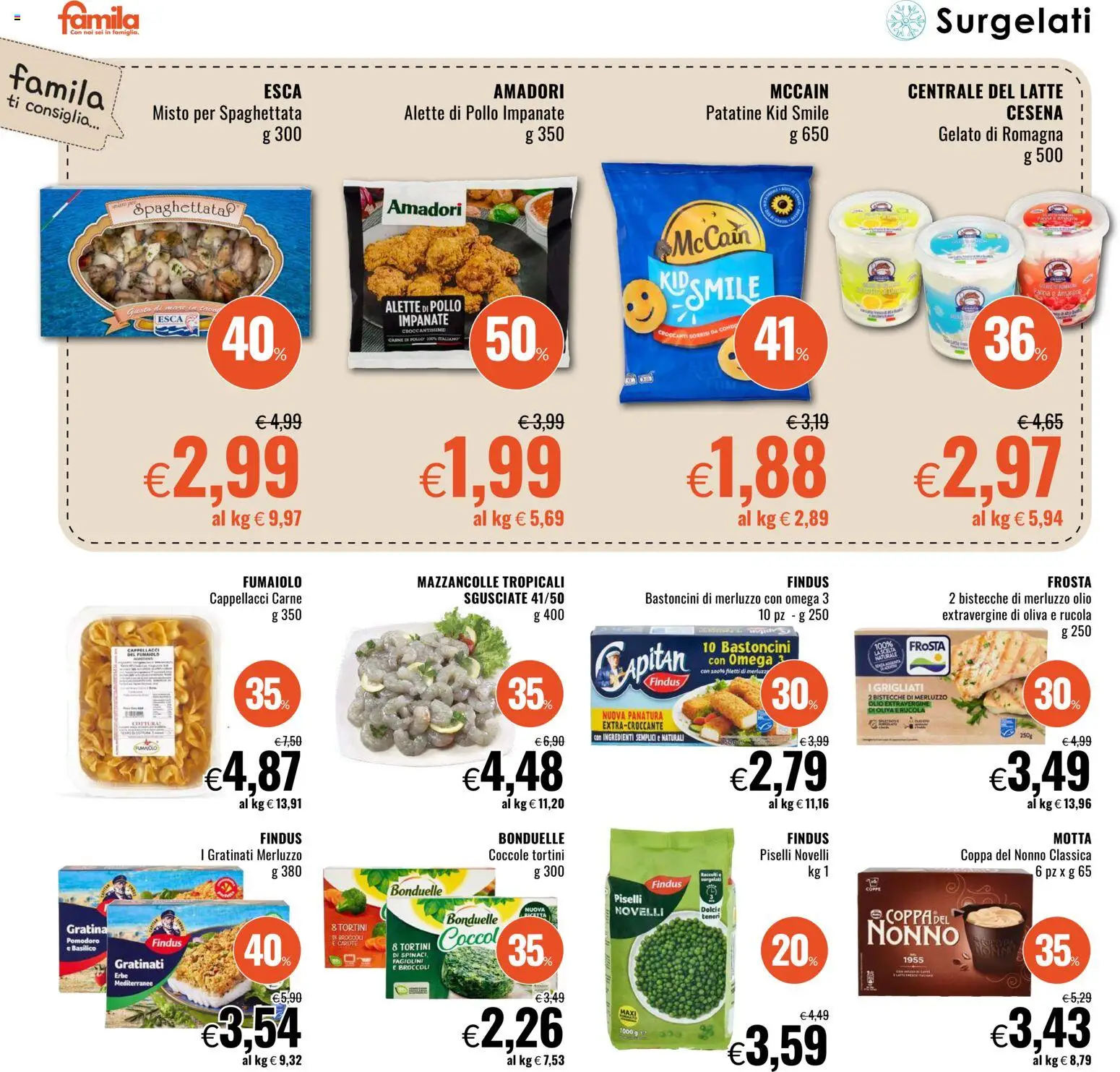 Volantino Famila del 19.02.2026 | Pagina: 10 | Prodotti: Pomodoro, Olio, Basilico, Piselli