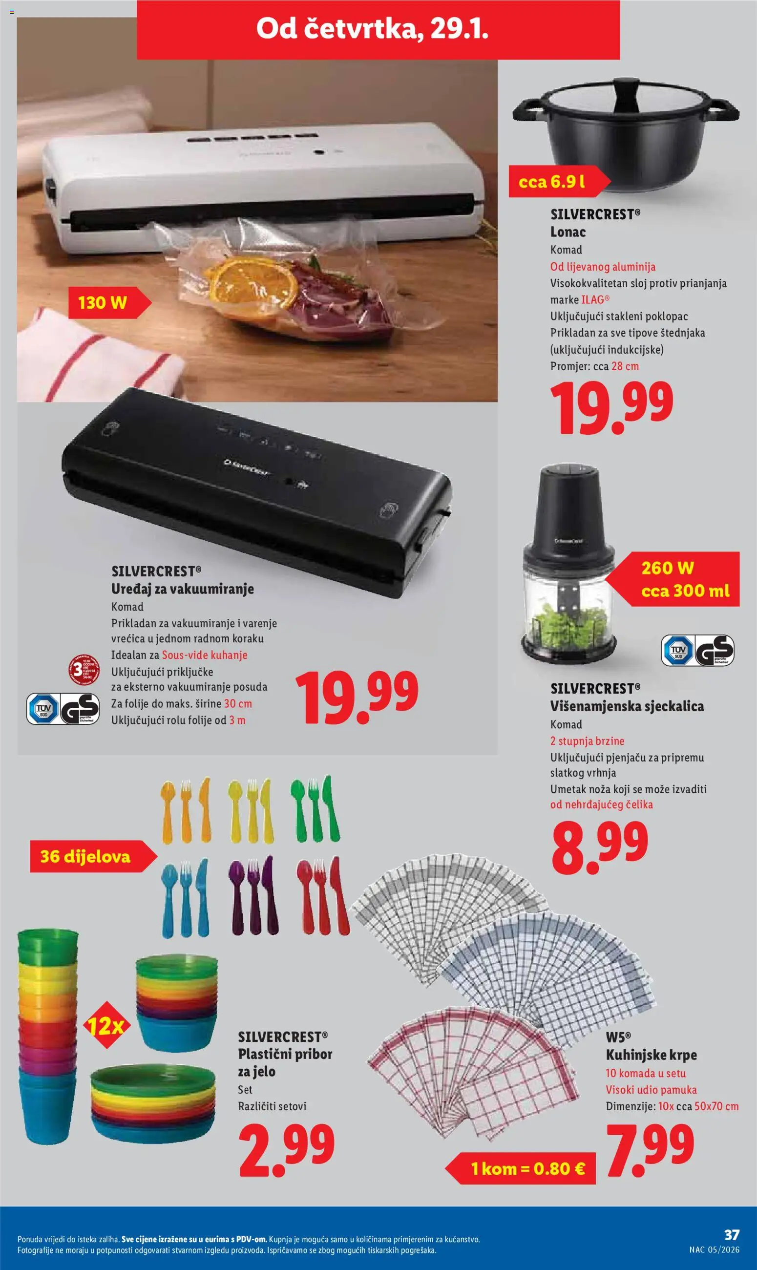 Lidl katalog | vrijedi od 26.01.2026 | Stranica: 37 | Proizvodi: Kuhinjske krpe, Sjeckalica, Lonac, Pribor za jelo