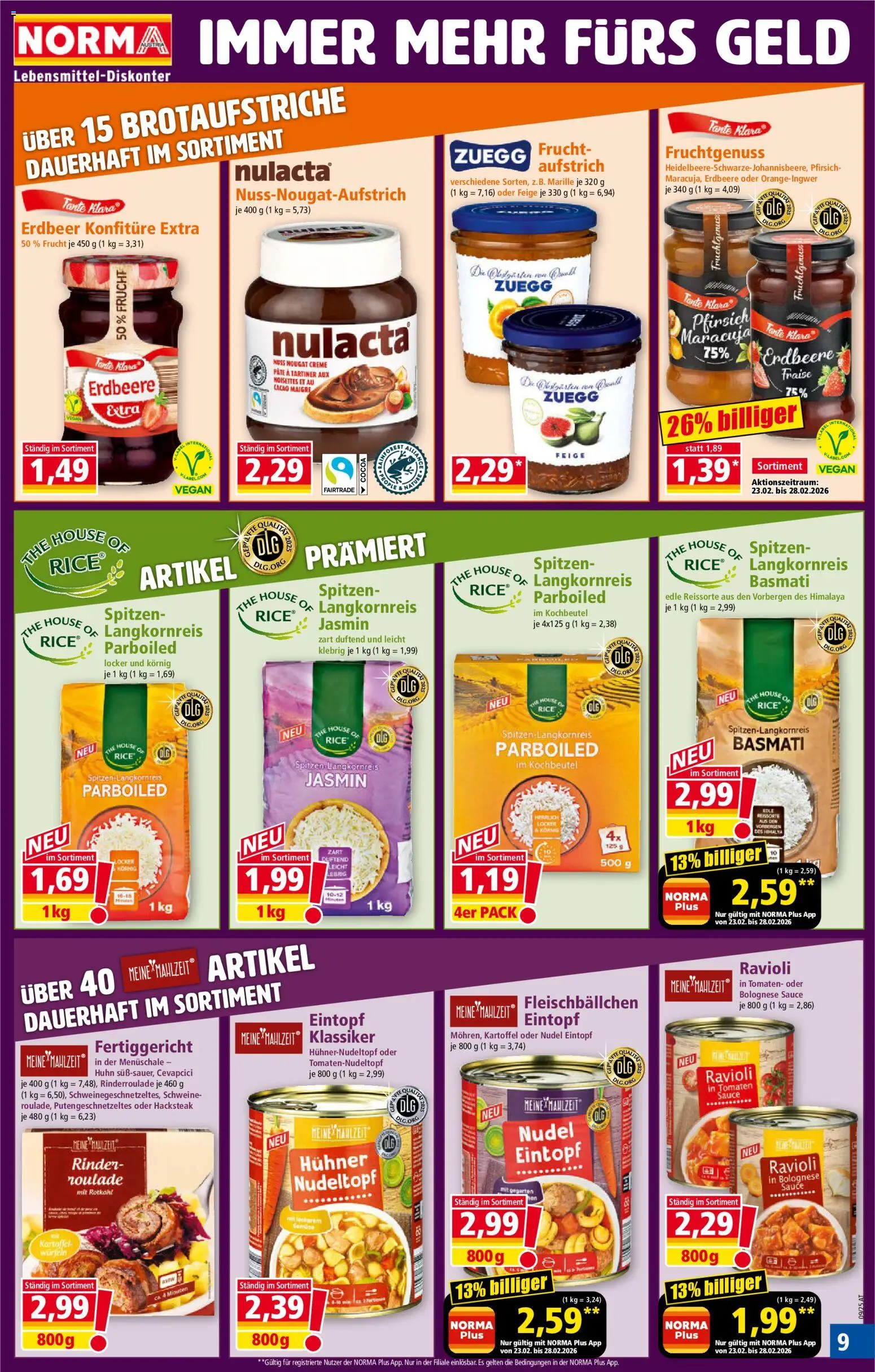 Norma Flugblatt gültig ab 23.02.2026 | Seite: 9 | Produkte: Gemüse, Pfirsich, Creme, Tomaten
