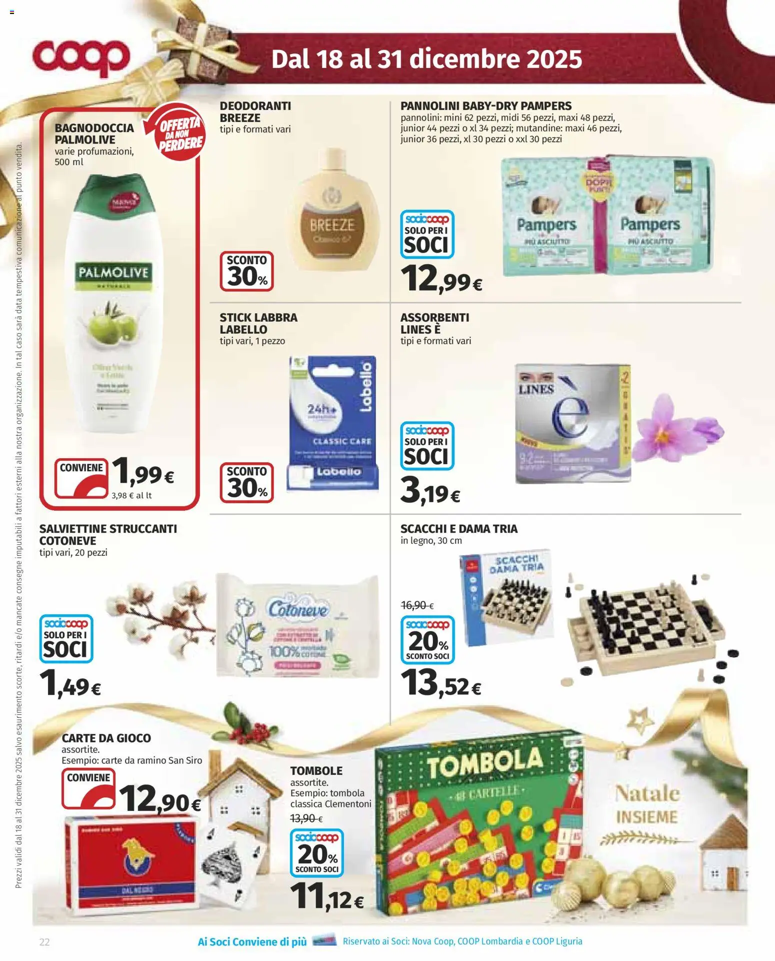 Volantino COOP del 18.12.2025 | Pagina: 22 | Prodotti: Pannolini, Mutandine, Data, Pampers