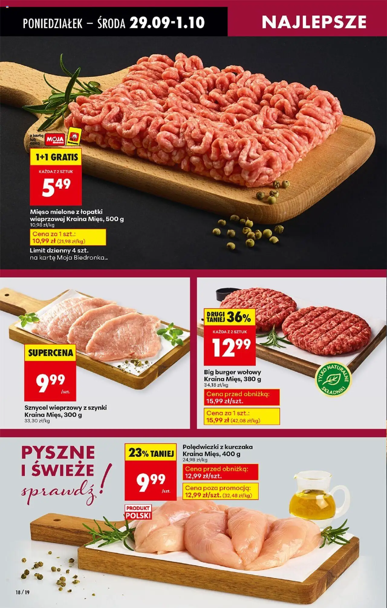 Biedronka gazetka od 29.09.2025 | Strona: 24 | Produkty: Karta, Burger wołowy, Mięso, Kraina mięs