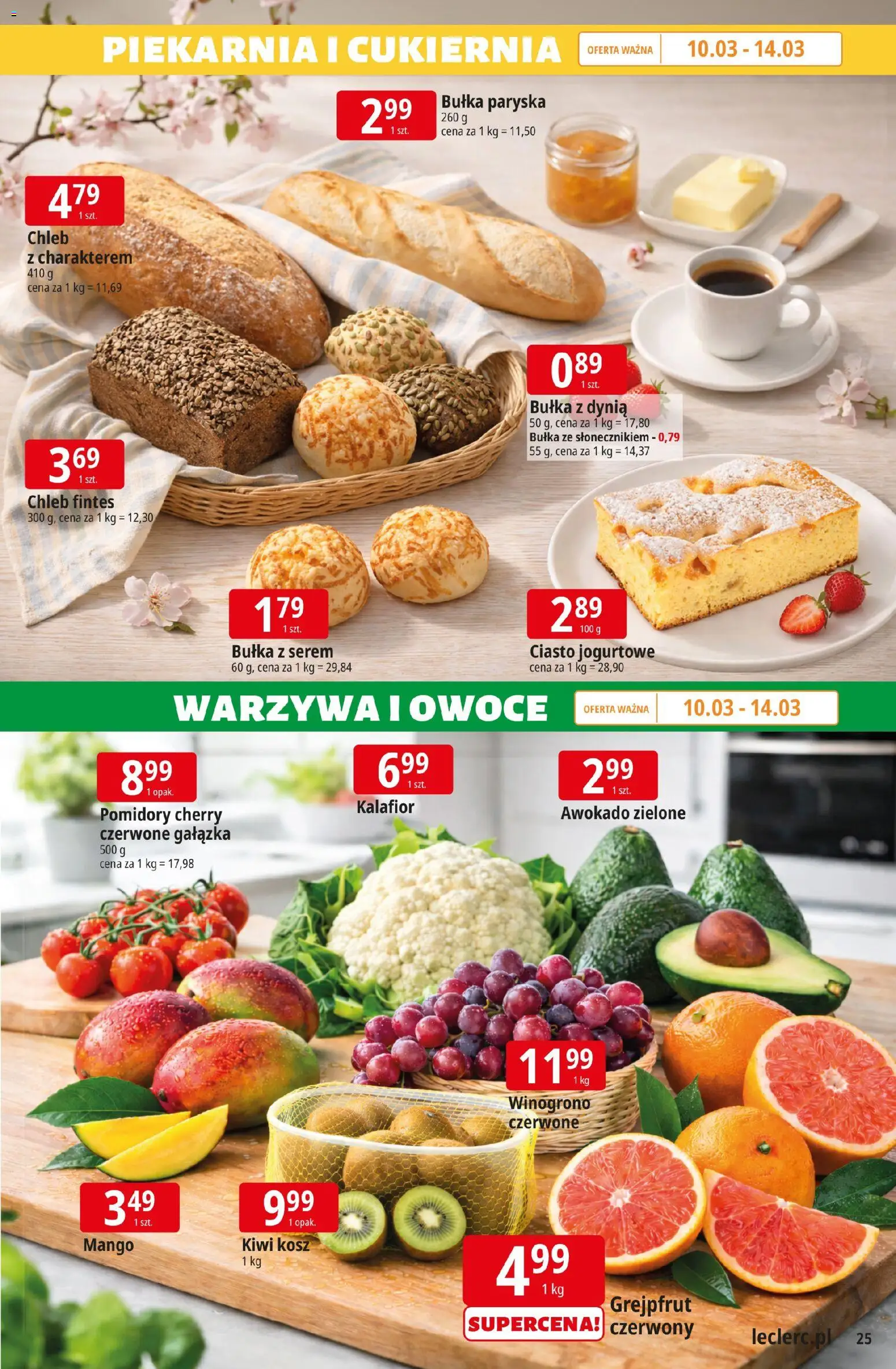 E.Leclerc gazetka - Tychy od 10.03.2026 | Strona: 25 | Produkty: Mango, Chleb, Grejpfrut, Warzywa