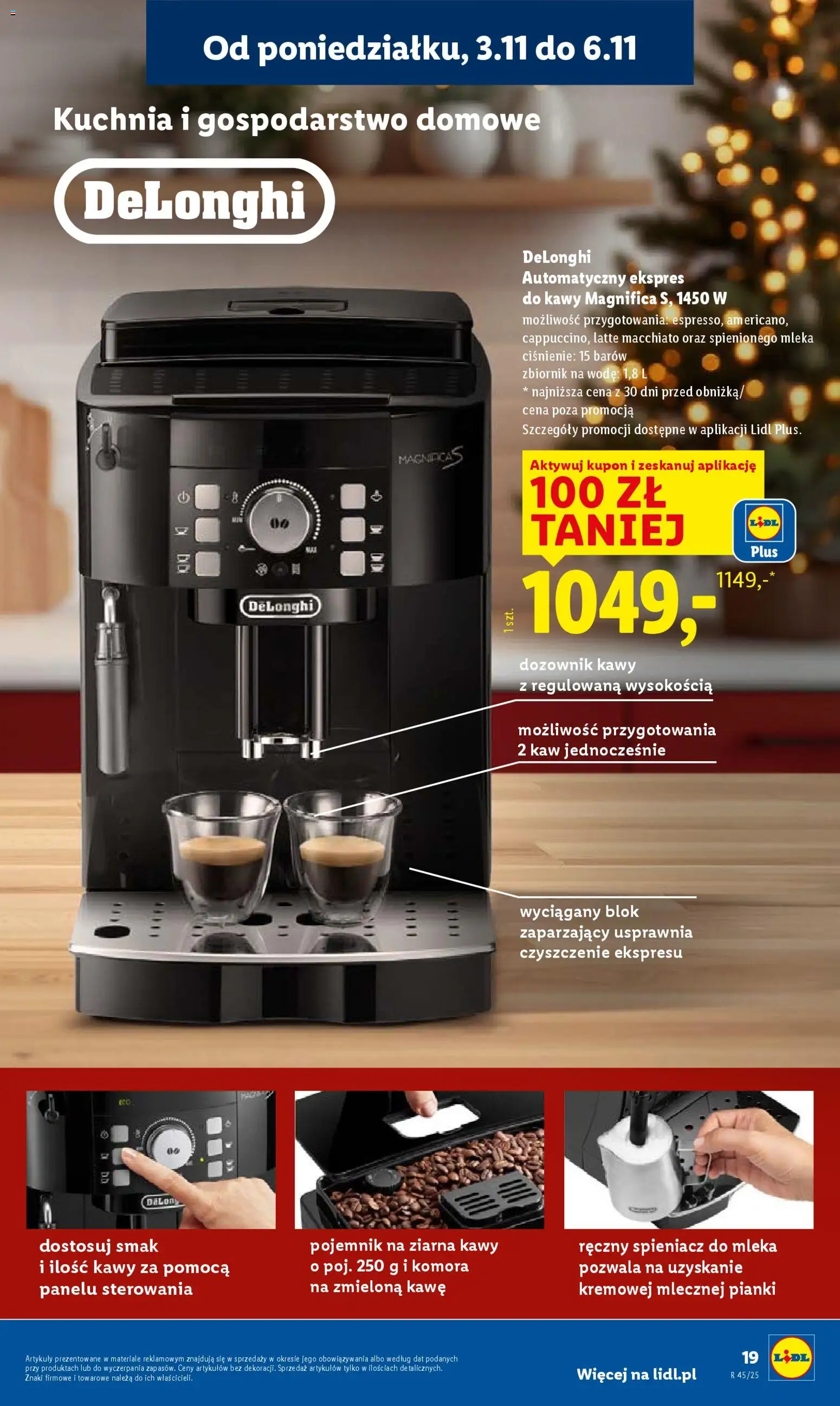 Lidl Katalog od 03.11.2025 | Strona: 23 | Produkty: Ekspres do kawy, Mleka, Pianki, Spieniacz do mleka