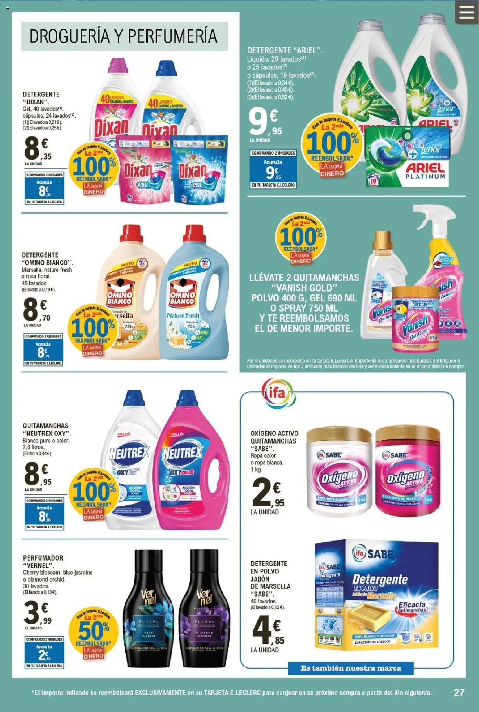 E.Leclerc folleto │ válido desde el 07.01.2026 | Página: 27 | Productos: Polvo, Jabón, Detergente, Ropa