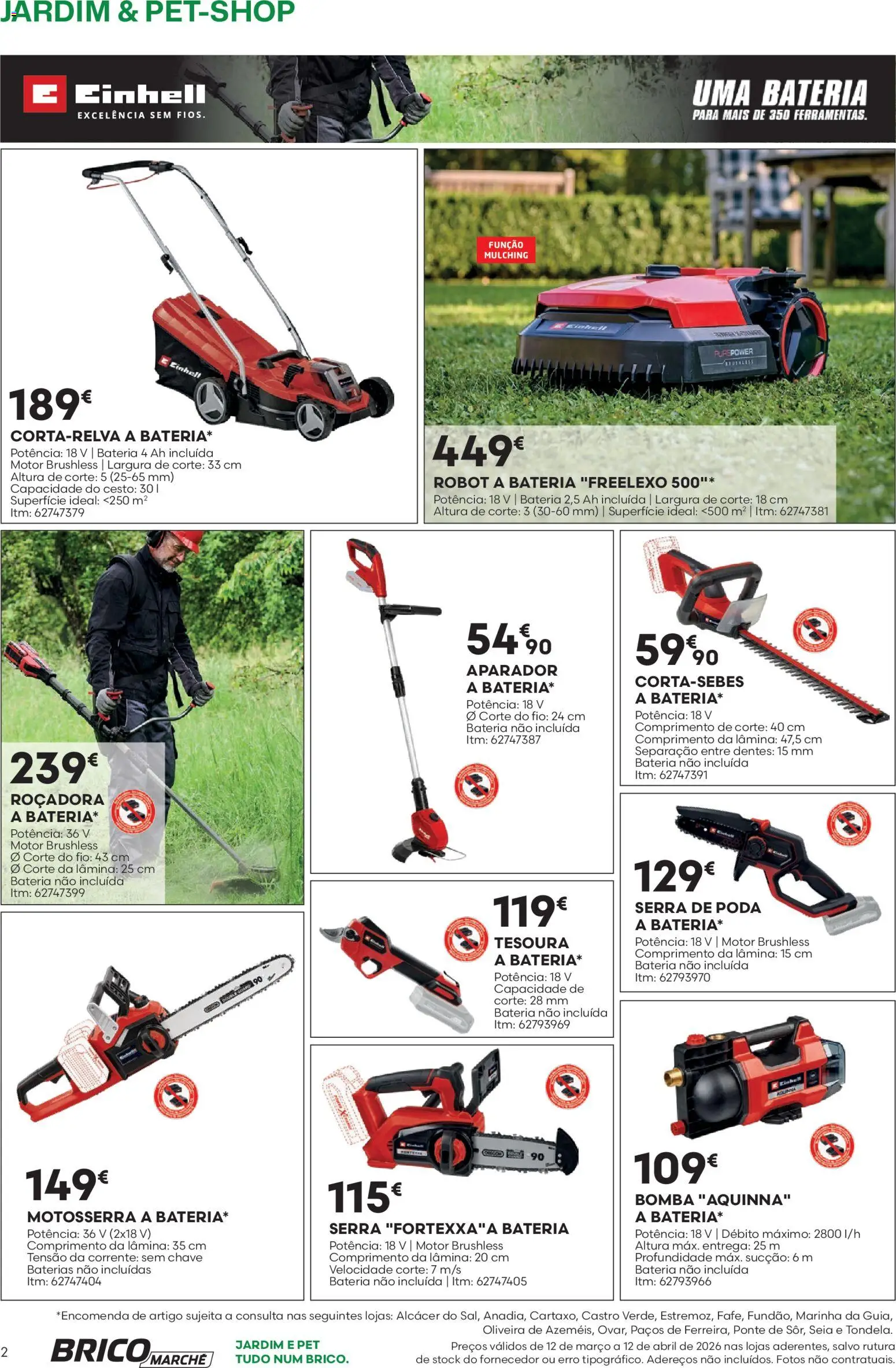 BricoMarché F04 JardimPetShop │ válido de 12.03.2026 | Página: 2 | Produtos: Aparador, Bateria