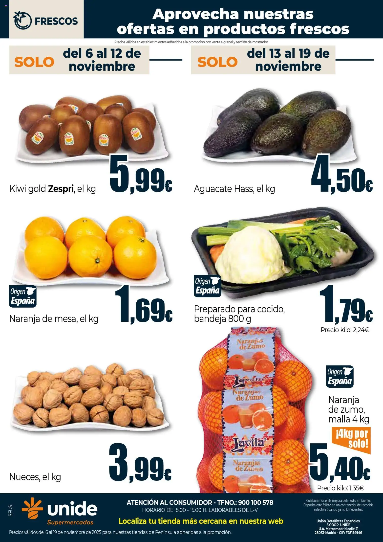 Unide - Comprometidos con tu ahorro  Supermercados │ válido desde el 06.11.2025 | Página: 4 | Productos: Naranjas, Kiwi, Ροζ πιπέρι, Bandeja
