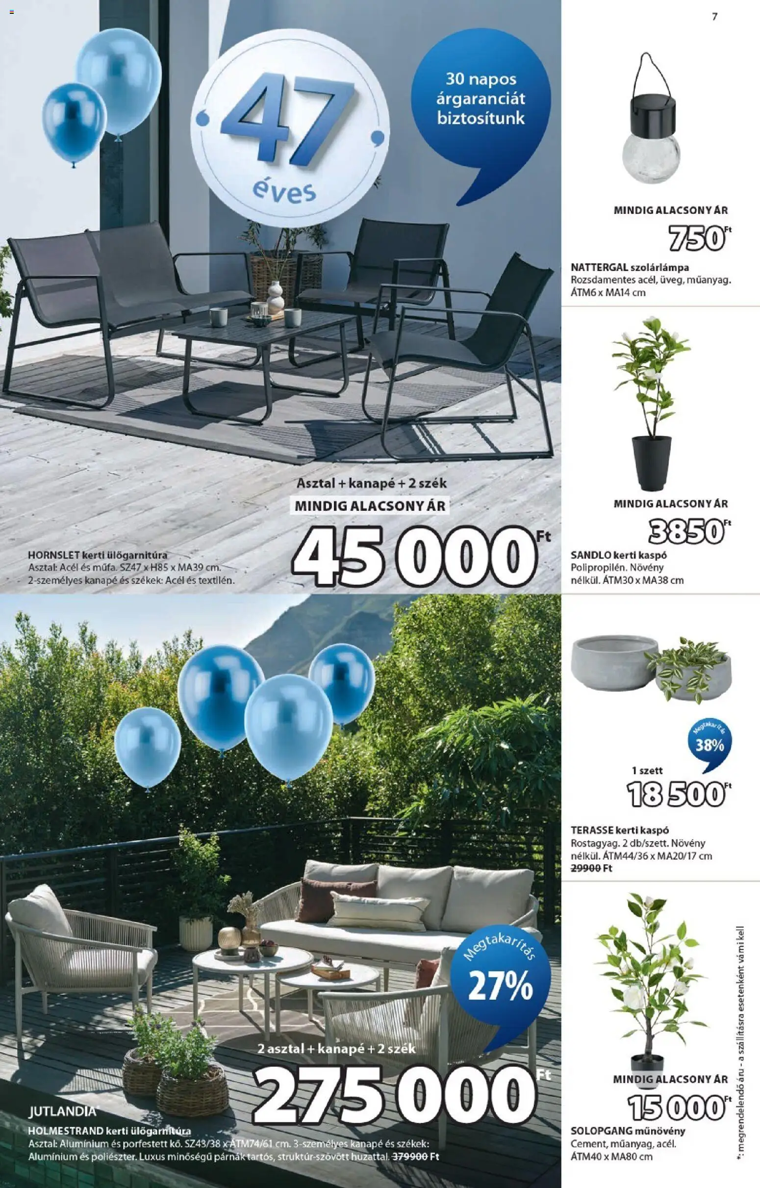 JYSK akciós ujság - amely érvényes a következő dátumtól: 15.04.2026 | Oldal: 7 | Termékek: Kanapé, Asztal, Szék, Kaspó