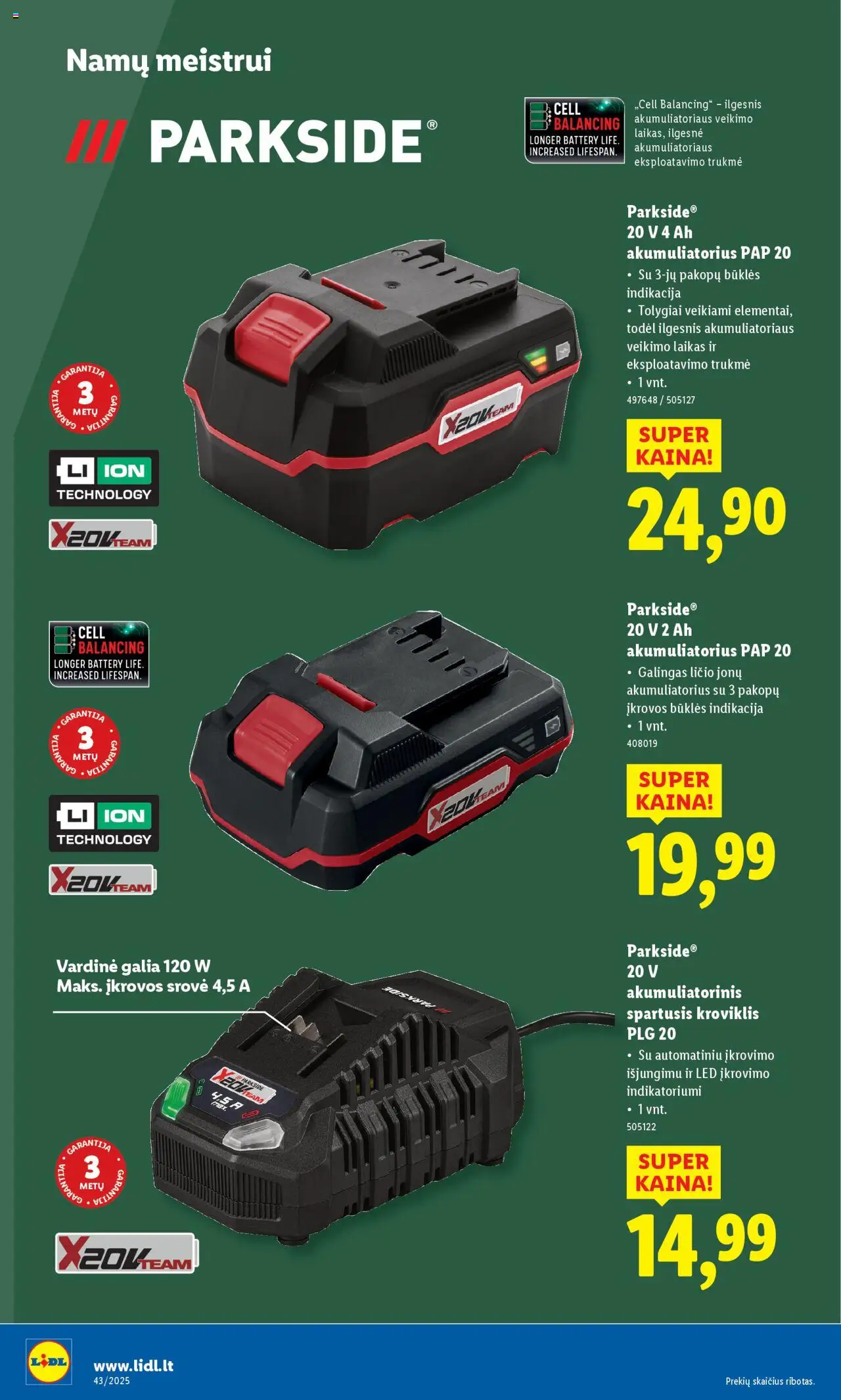 LIDL akcijos nuo 20.10.2025 | Puslapis: 6 | Prekių: Akumuliatorius