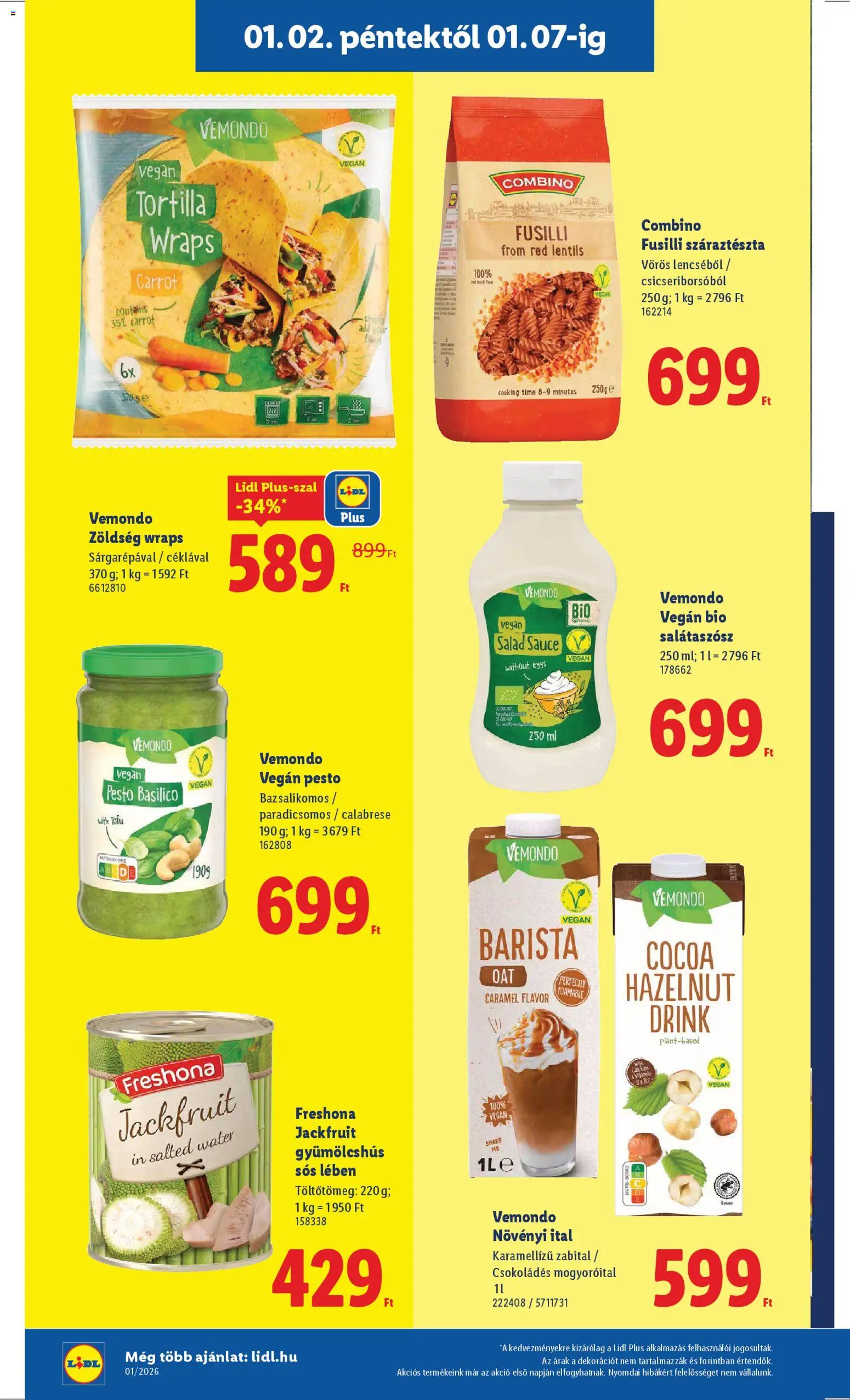 Lidl akciós ujság - amely érvényes a következő dátumtól: 02.01.2026 | Oldal: 14 | Termékek: Pesto, Tortilla, Tofu, Zöldség