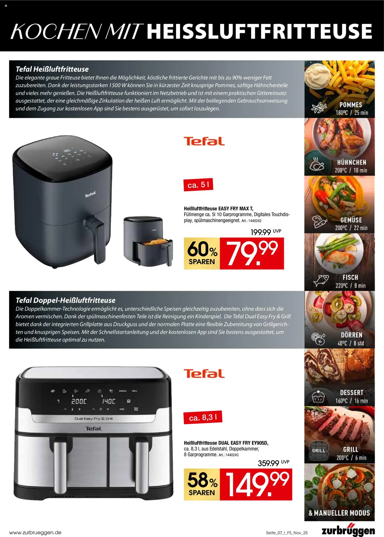Zurbrüggen Trend-Journal Herbst – gültig ab 01.11.2025 | Seite: 7 | Produkte: Pommes, Fisch, Gemüse, Heißluftfritteuse