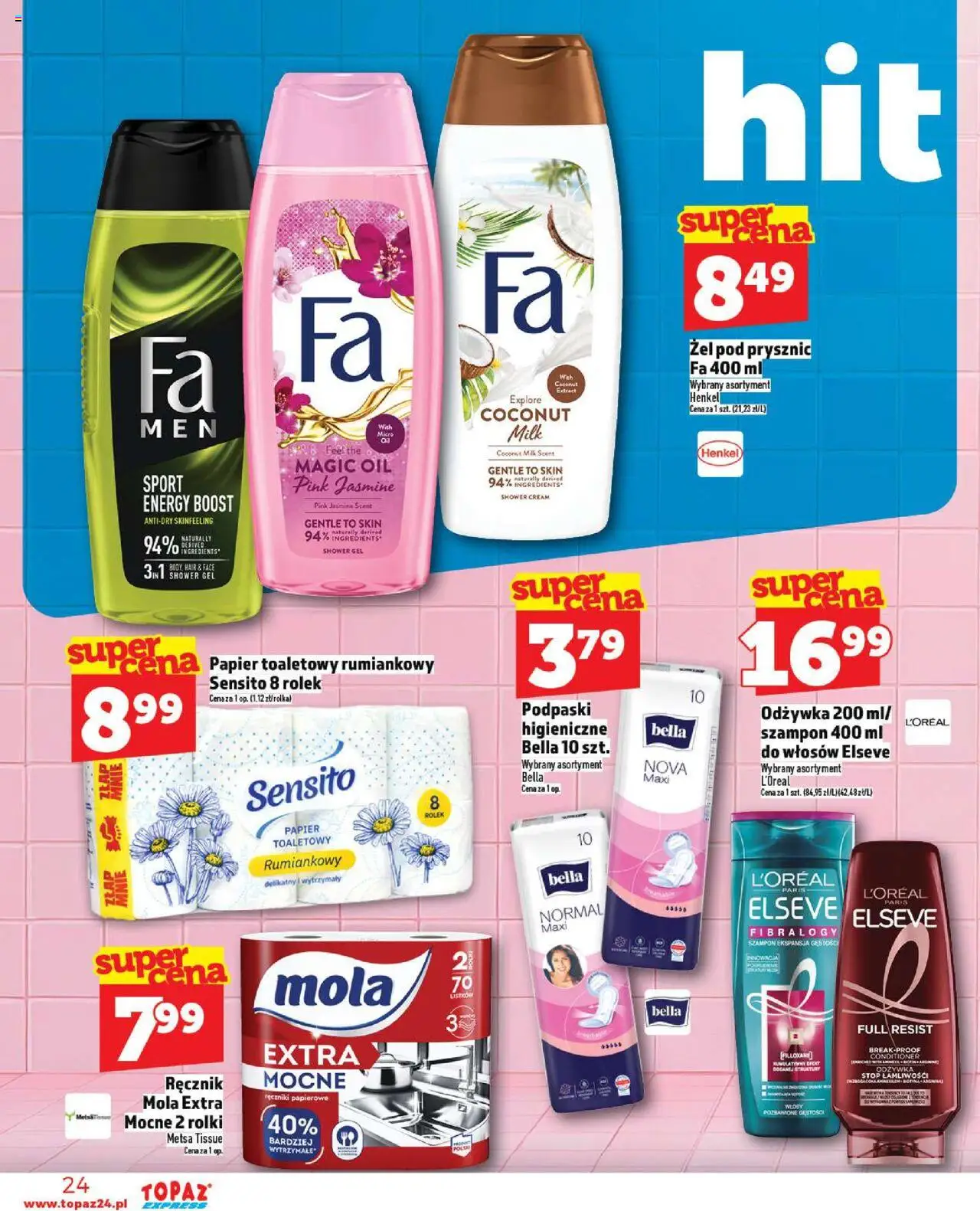 Topaz Gazetka - Express od 11.09.2025 | Strona: 24 | Produkty: Papier toaletowy, Rolki, Ręczniki papierowe, Szampon