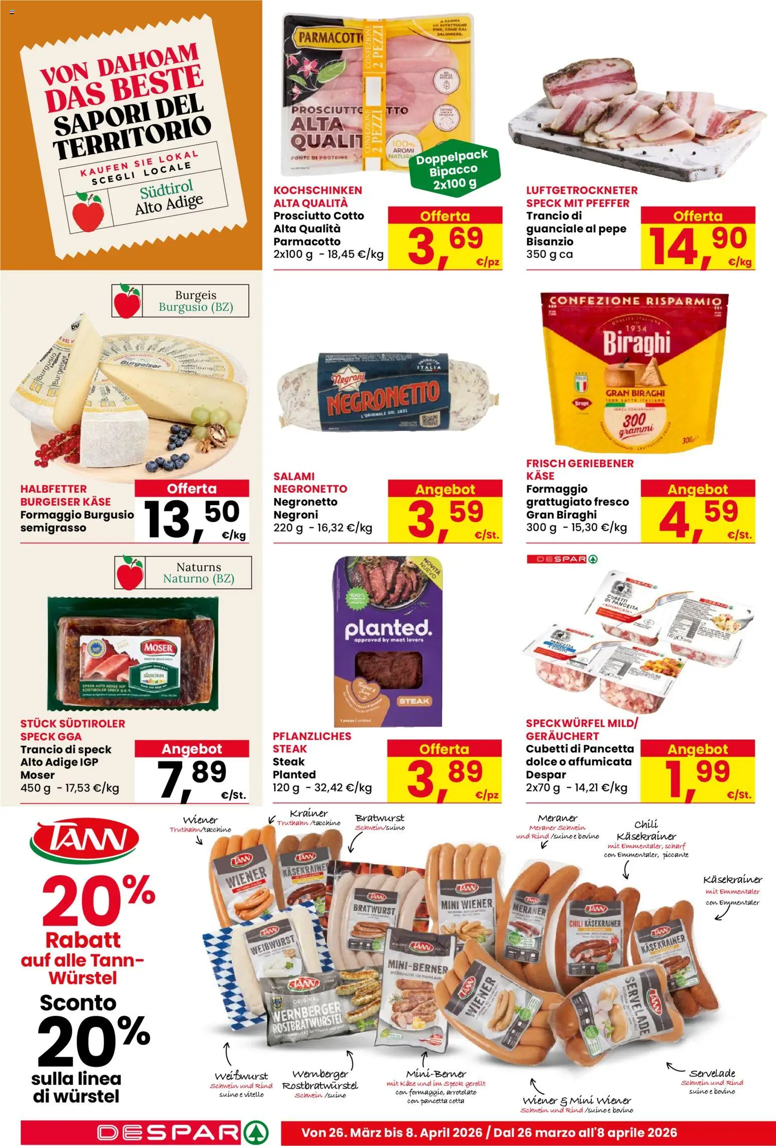 Volantino Despar del 26.03.2026 | Pagina: 12 | Prodotti: Speck, Pancetta, Pepe, Formaggio