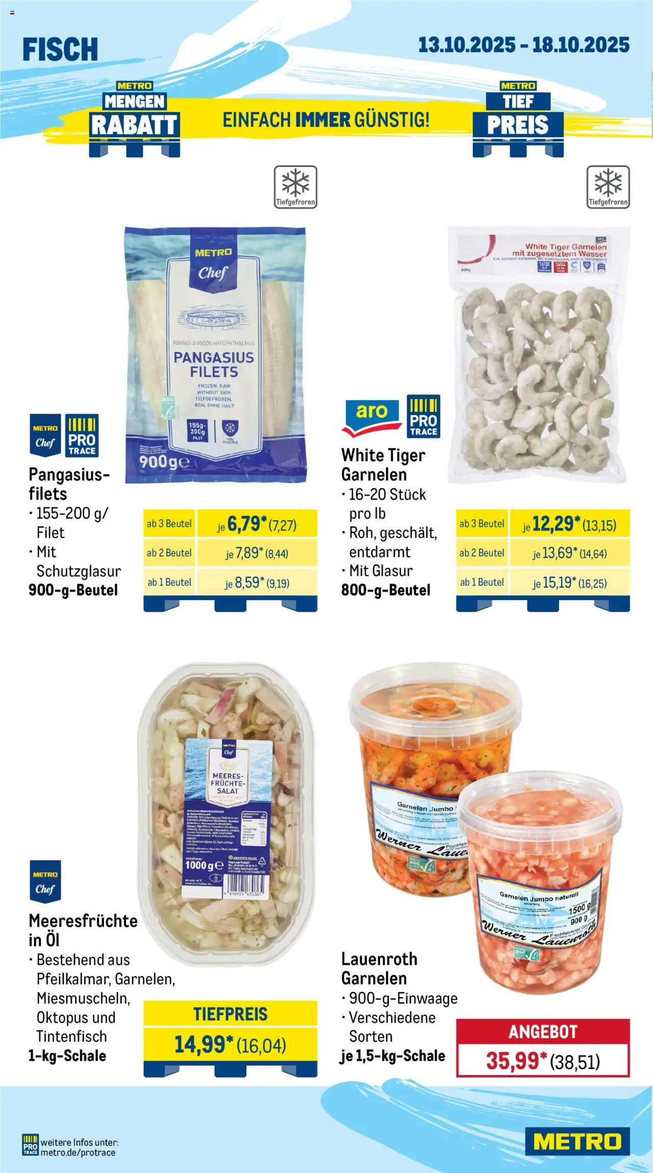 Metro Prospekt 	 – gültig ab 13.10.2025 | Seite: 6 | Produkte: Garnelen, Tintenfisch, Meeresfrüchte, Salat