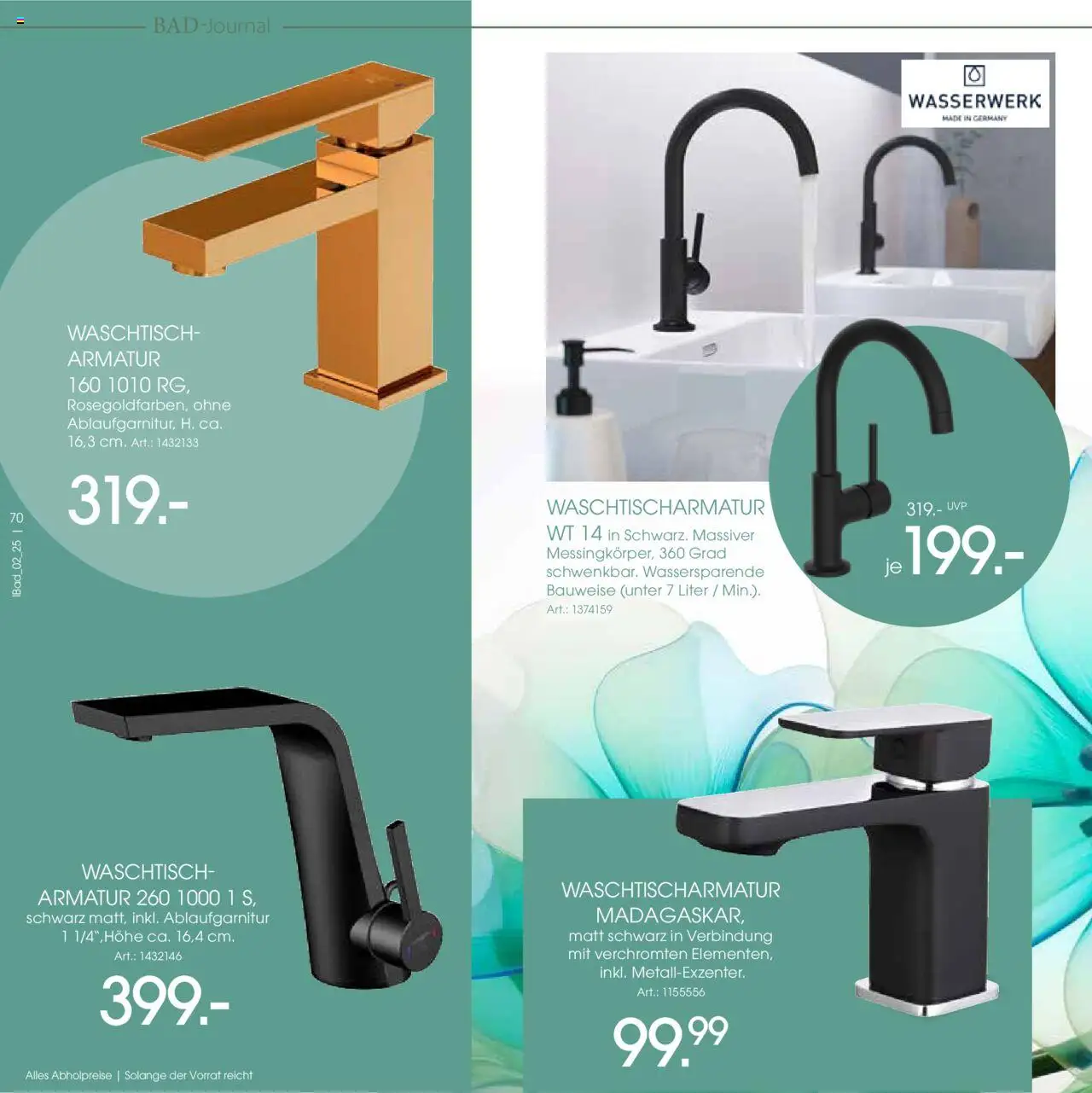 Zurbrüggen - Bad Spezial – gültig ab 11.06.2025 | Seite: 70 | Produkte: Armatur, Waschtisch