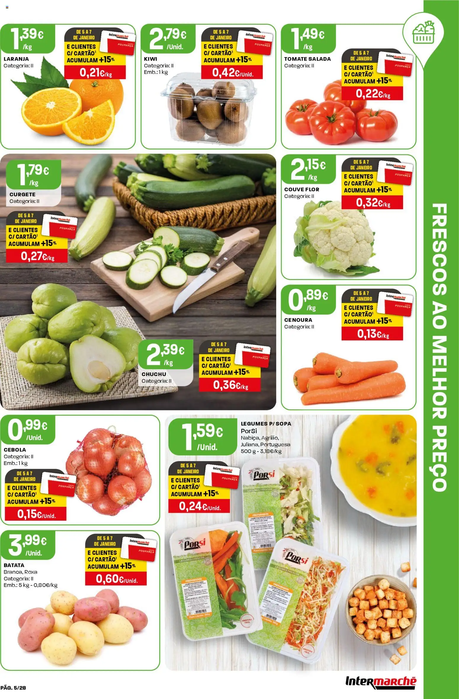 Intermarché folheto │ válido de 02.01.2026 | Página: 5 | Produtos: Sopa, Kiwi, Cenoura, Salada