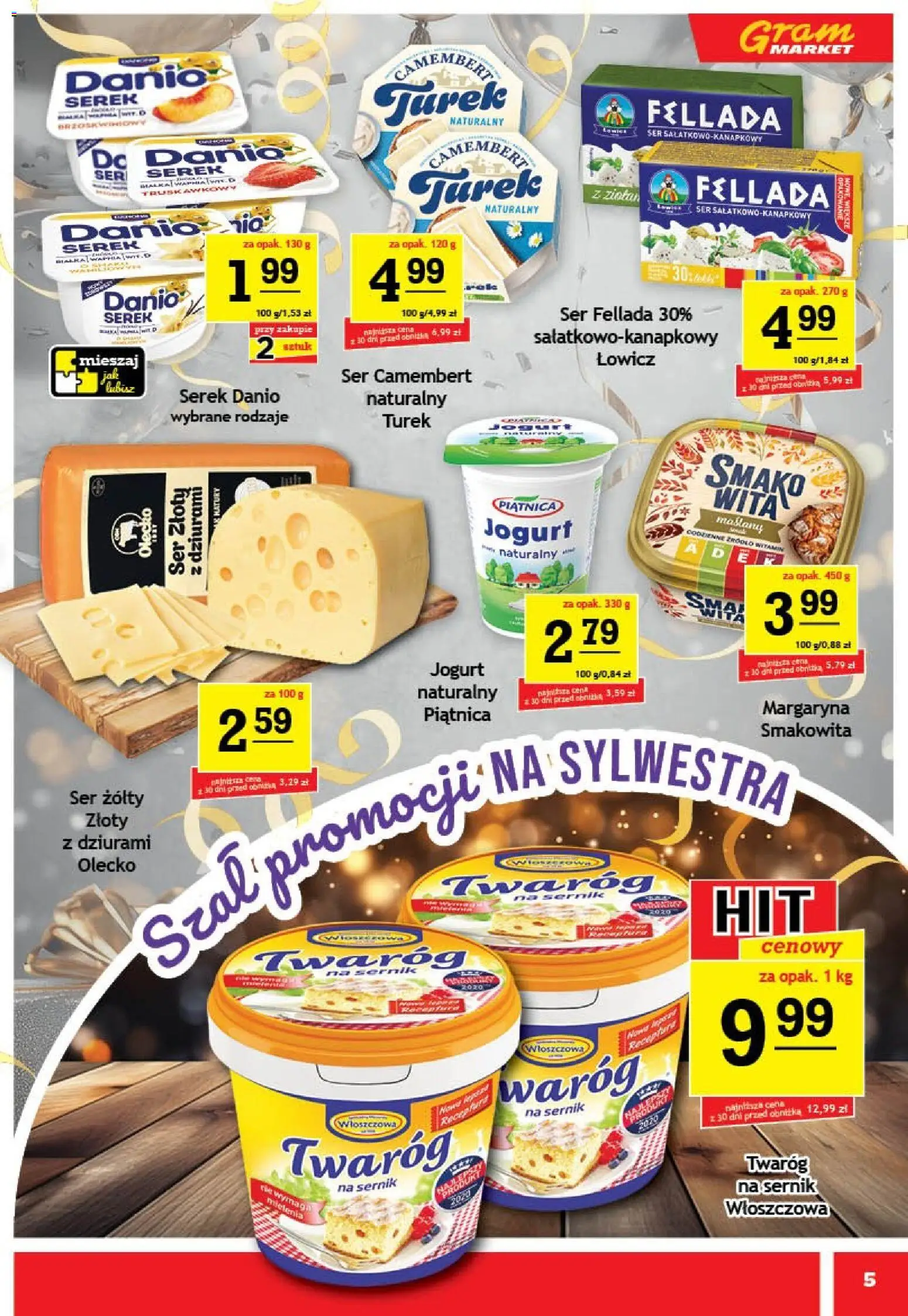 Gram Market Gazetka od 29.12.2025 | Strona: 5 | Produkty: Ser żółty, Serek, Margaryna, Ser