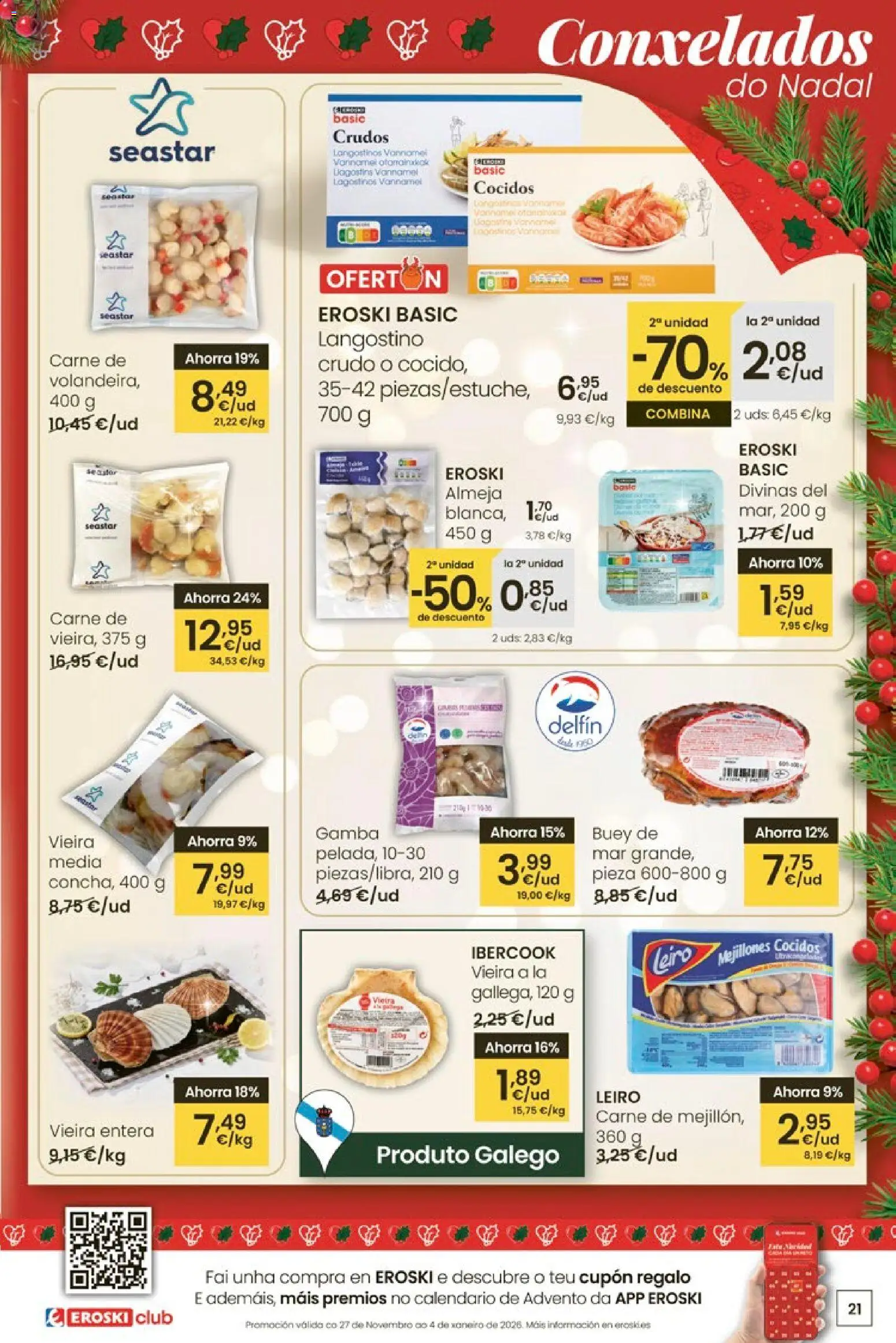 Eroski - Nadal │ válido desde el 18.12.2025 | Página: 21 | Productos: Langostino, Gamba