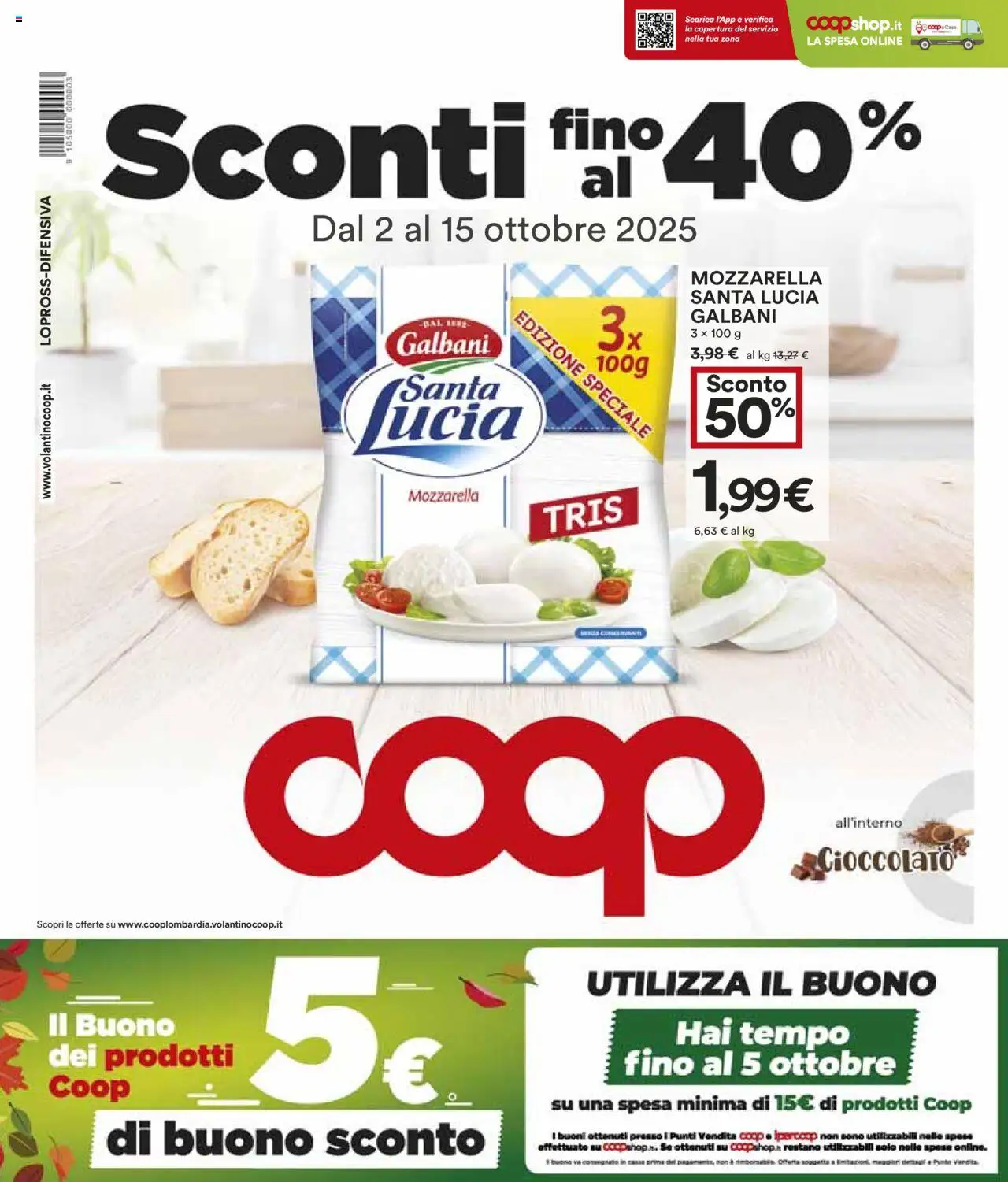 Volantino COOP del 02.10.2025 | Pagina: 1 | Prodotti: Cioccolato, Mozzarella