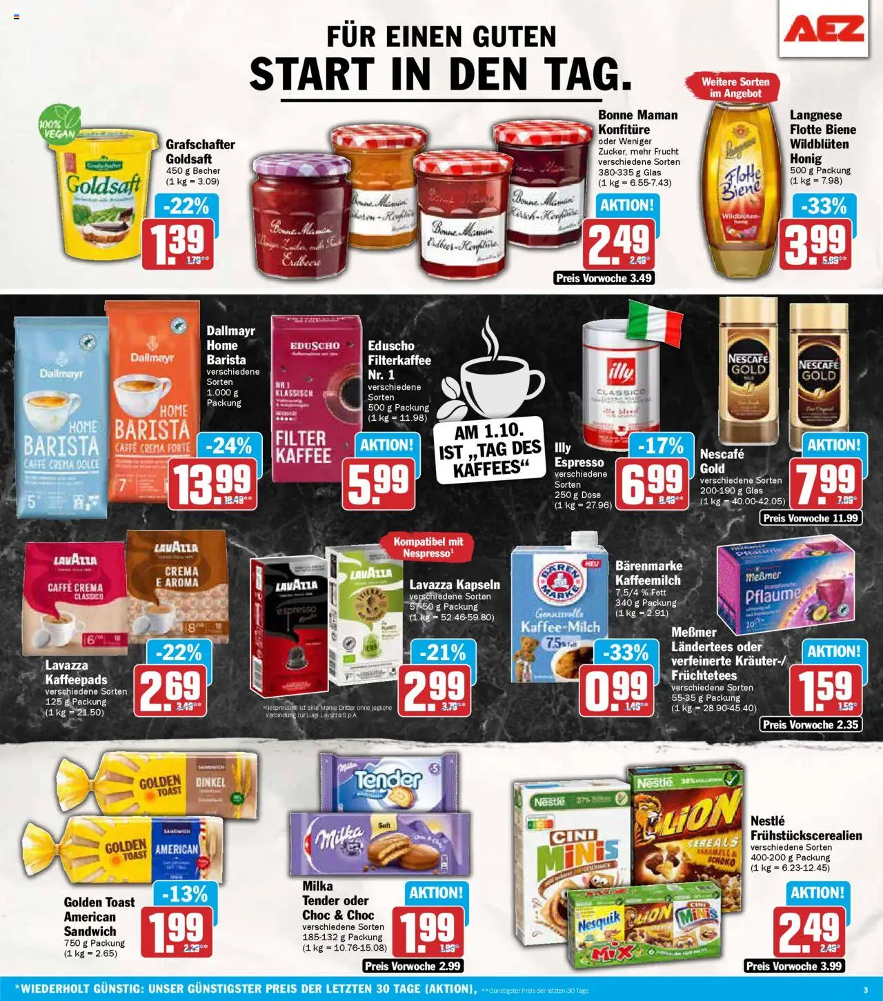 AEZ Prospekt 	 – gültig ab 29.09.2025 | Seite: 3 | Produkte: Langnese, Kaffeepads, Nescafe, Dallmayr