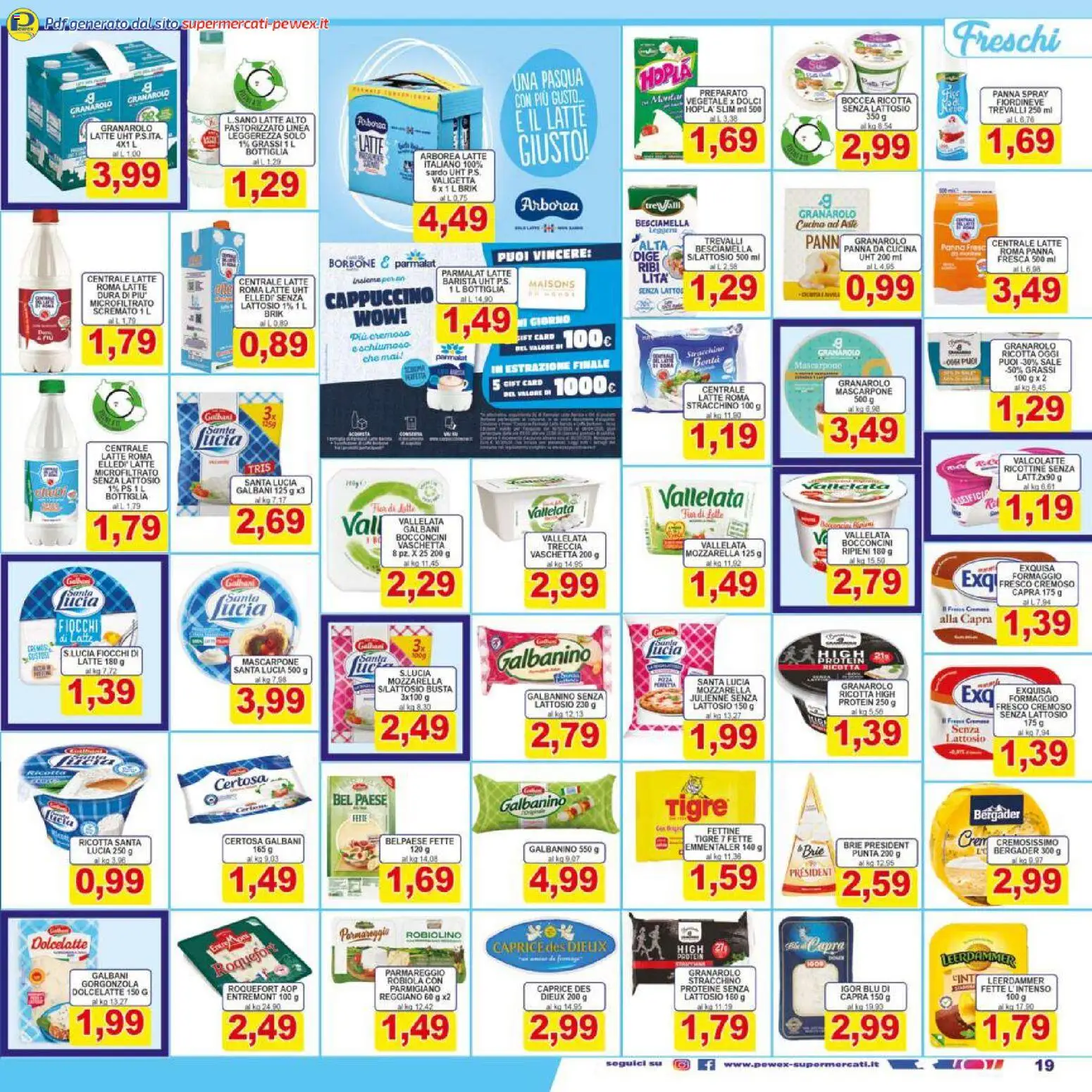 Volantino Pewex del 27.03.2026 | Pagina: 19 | Prodotti: Sale, Latte, Parmigiano reggiano, Valigetta