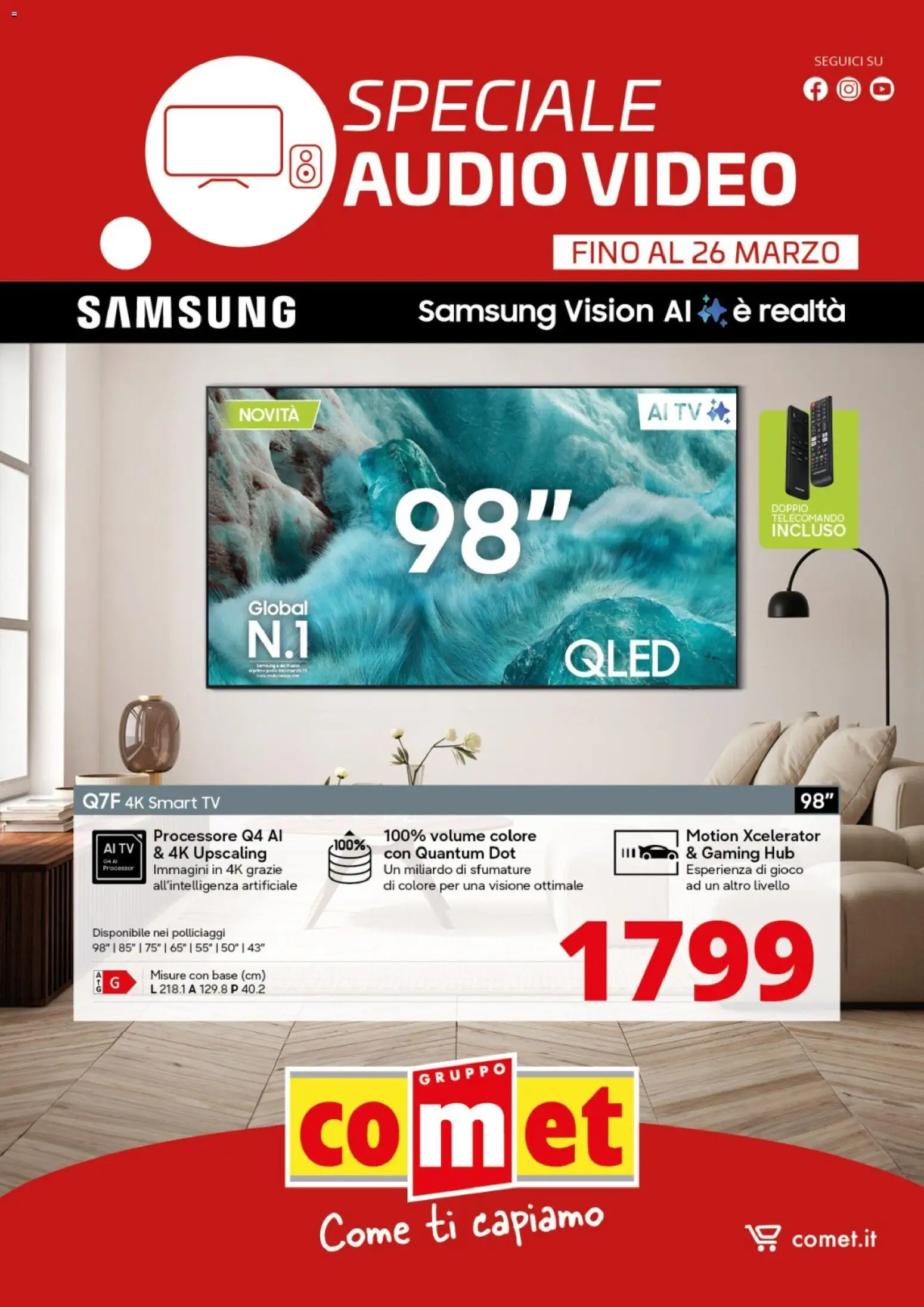Volantino Comet del 26.03.2026 | Pagina: 1 | Prodotti: Telecomando, TV, Audio, Samsung
