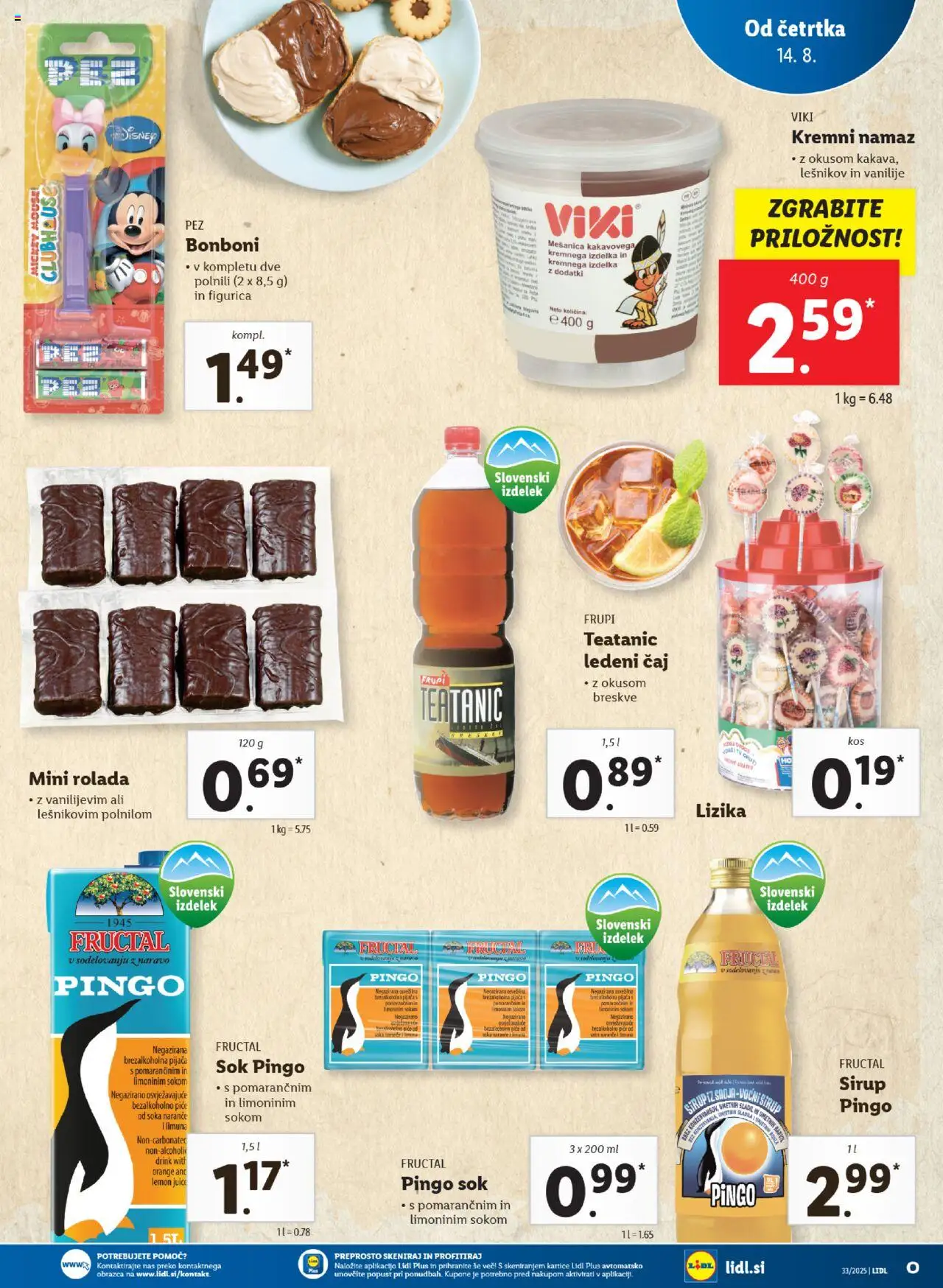 Lidl - Ljubljana │ velja od 14.08.2025 | Stran: 25 | Izdelki: Bonboni, Namaz, Ledeni čaj, Caj