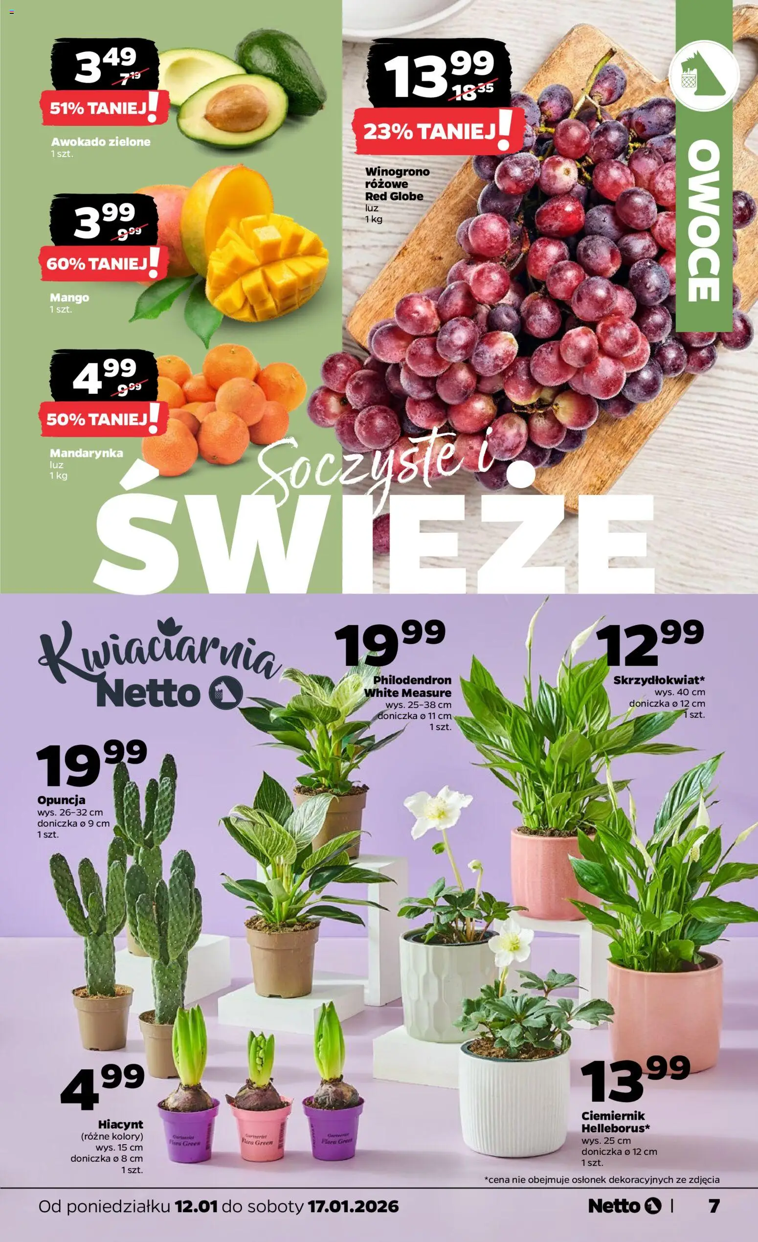 Netto gazetka - Spożywcza od 12.01.2026 | Strona: 7 | Produkty: Mango, Winogrono, Awokado, Owoce