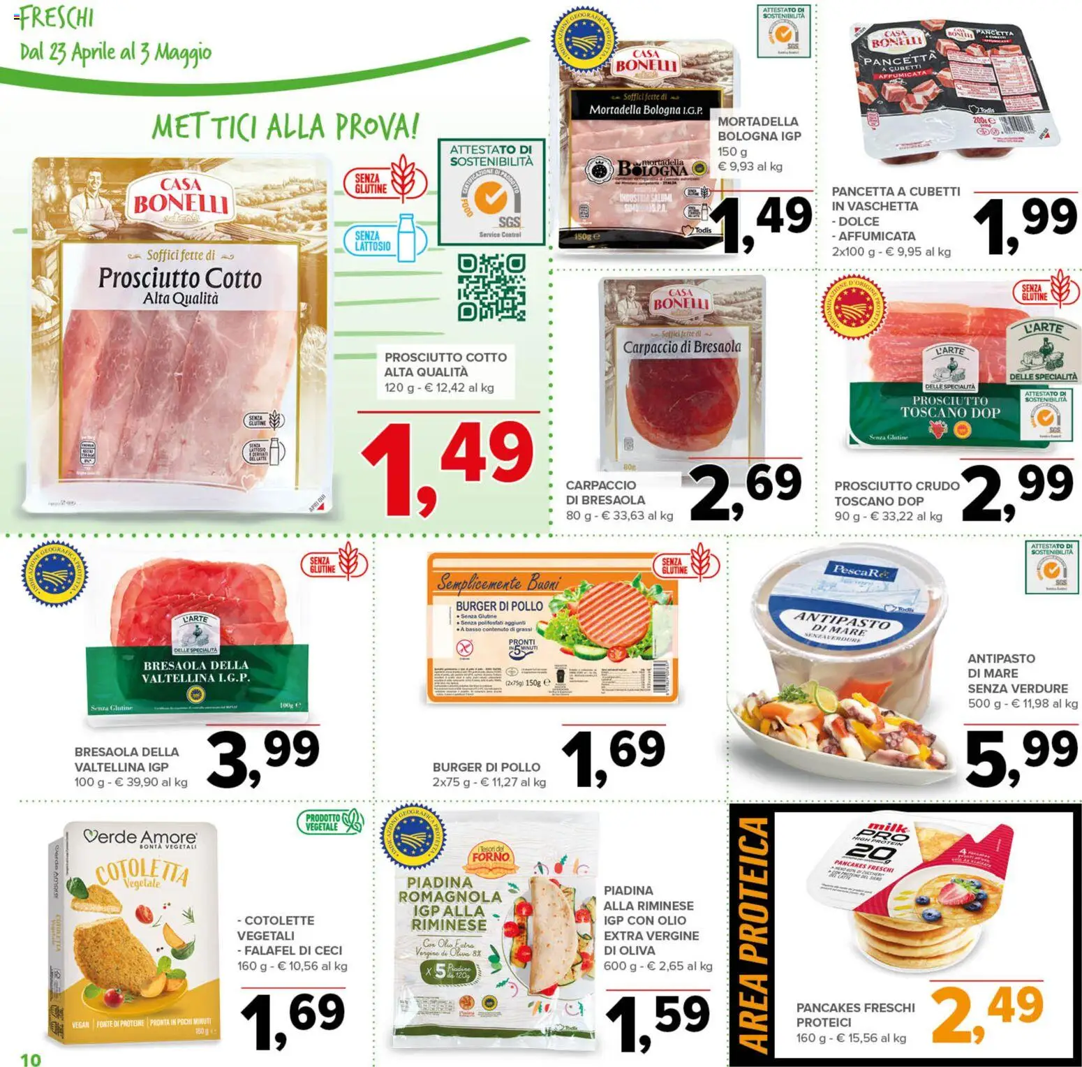 Volantino Todis del 23.04.2026 | Pagina: 10 | Prodotti: Pancetta, Prosciutto, Mortadella, Forno