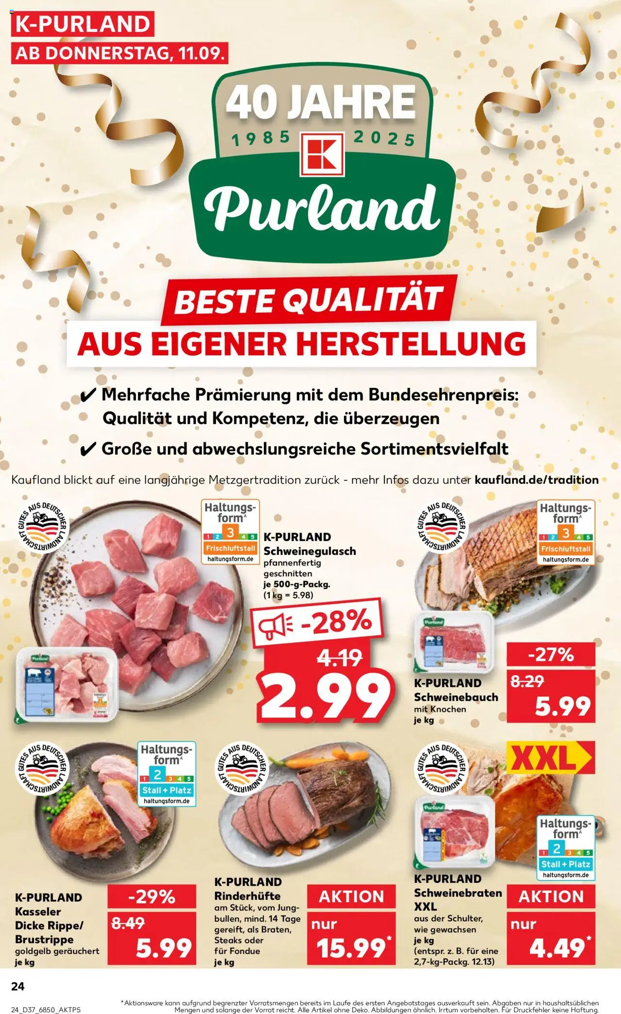 Kaufland prospekt Speyer	 – gültig ab 14.09.2025 | Seite: 24 | Produkte: Schweinegulasch, Schweinebauch, Fondue